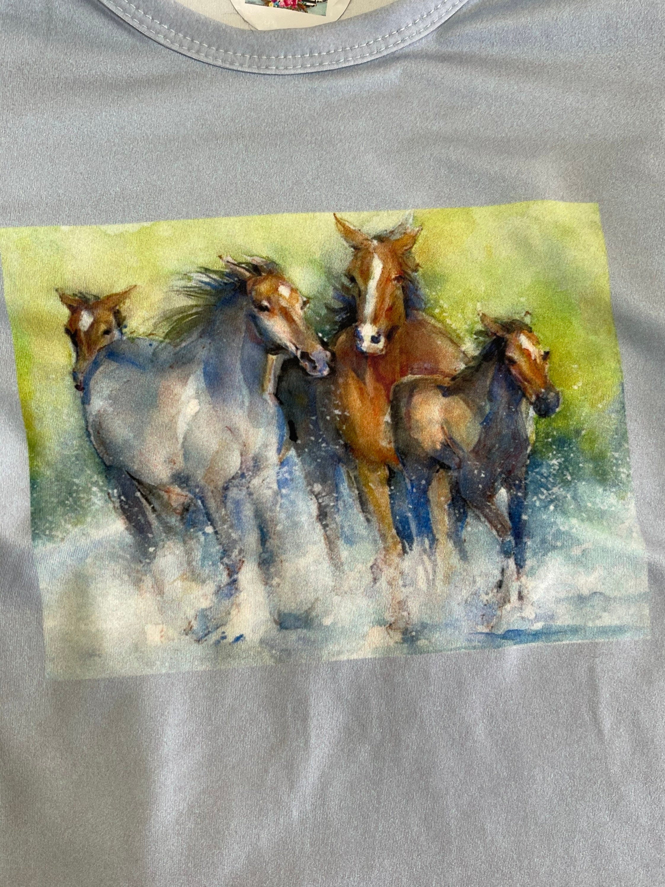 Horse Outfit, BABY Girls Bell Bottom Vintage Horse Pants & Retro Horse Shirt for 3-6 months, 6-12 months, 12-18 months -Razels