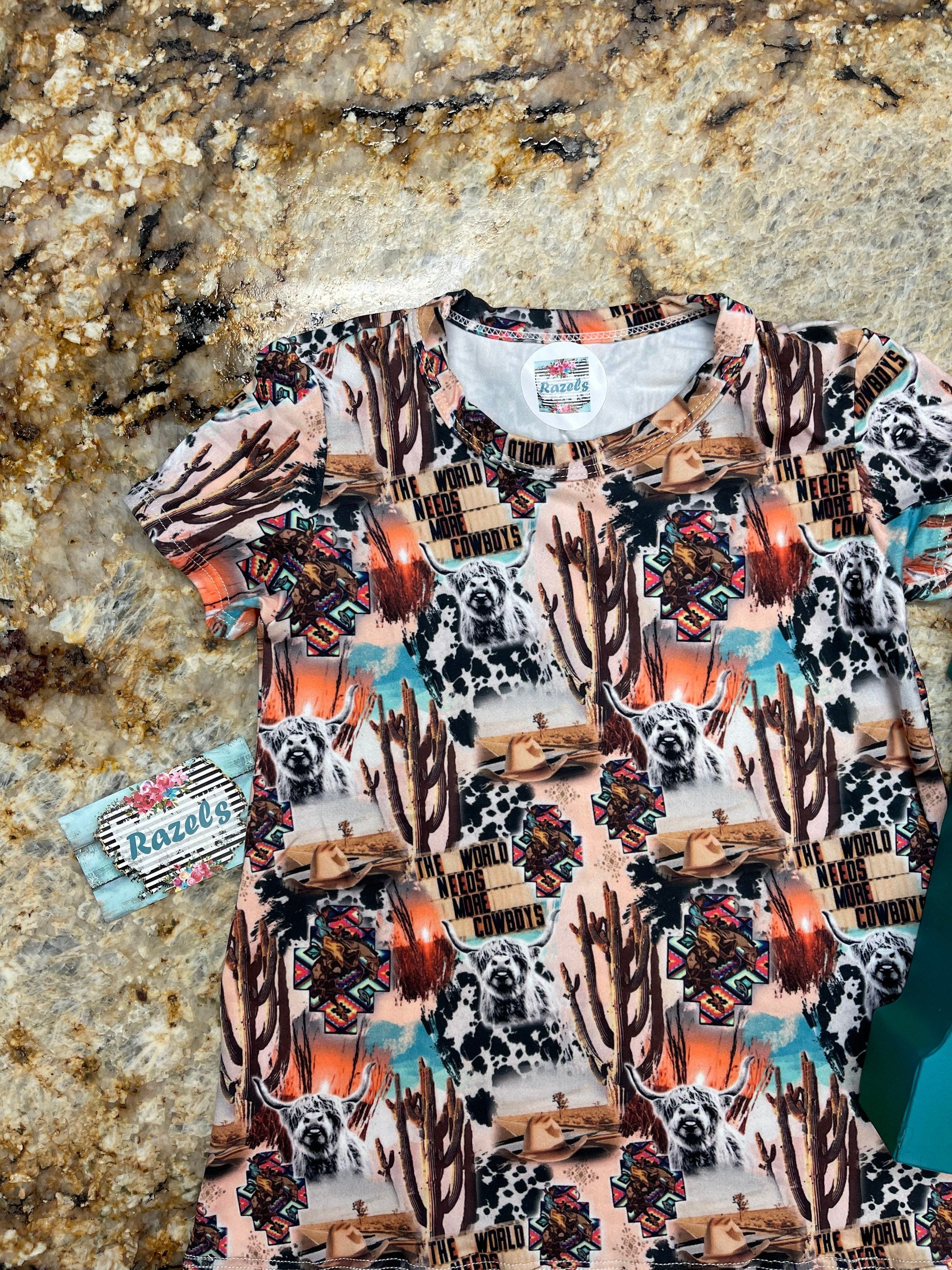 girls 'The World Needs More Cowboys' tshirt dress