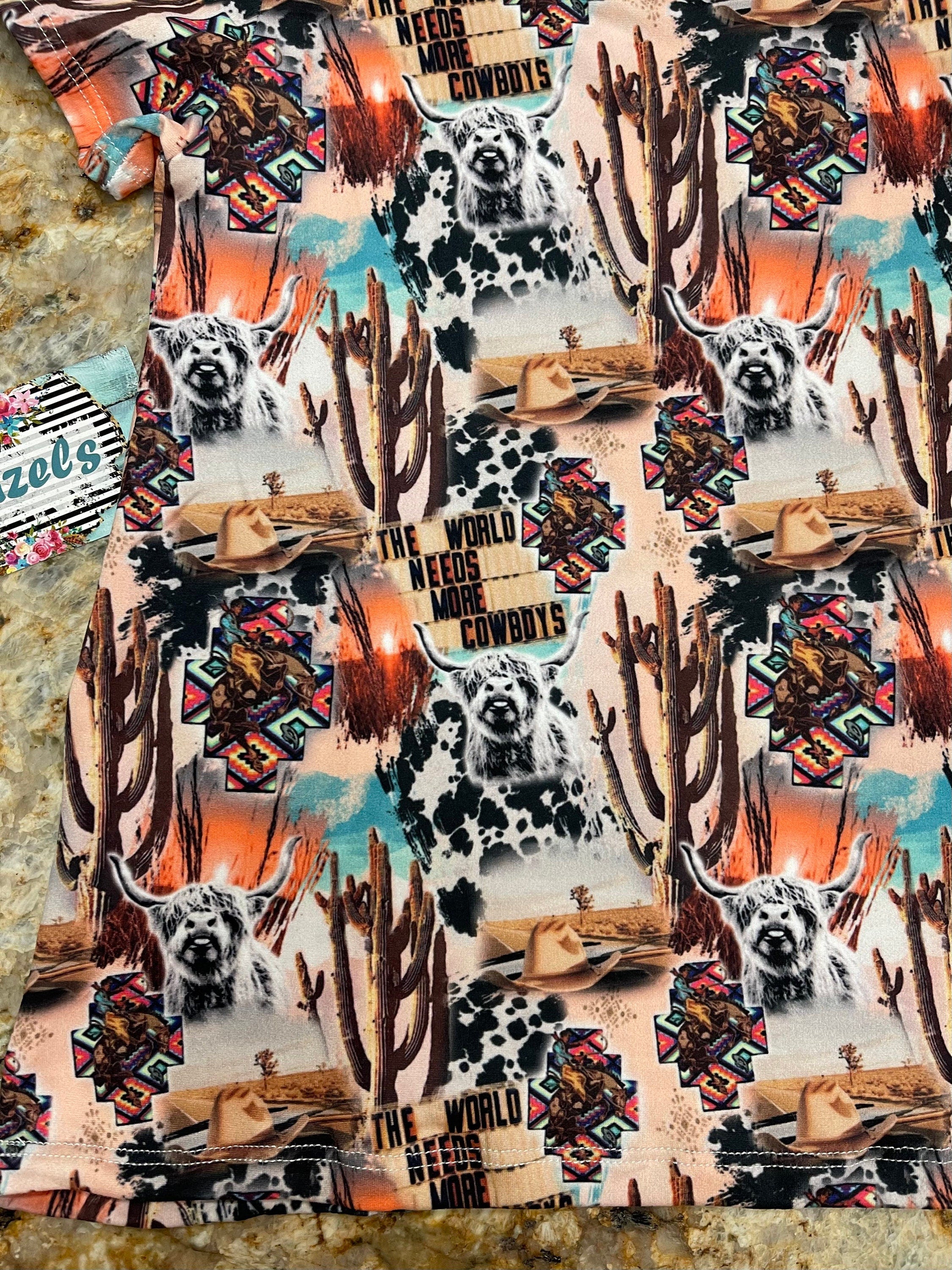 girls 'The World Needs More Cowboys' tshirt dress