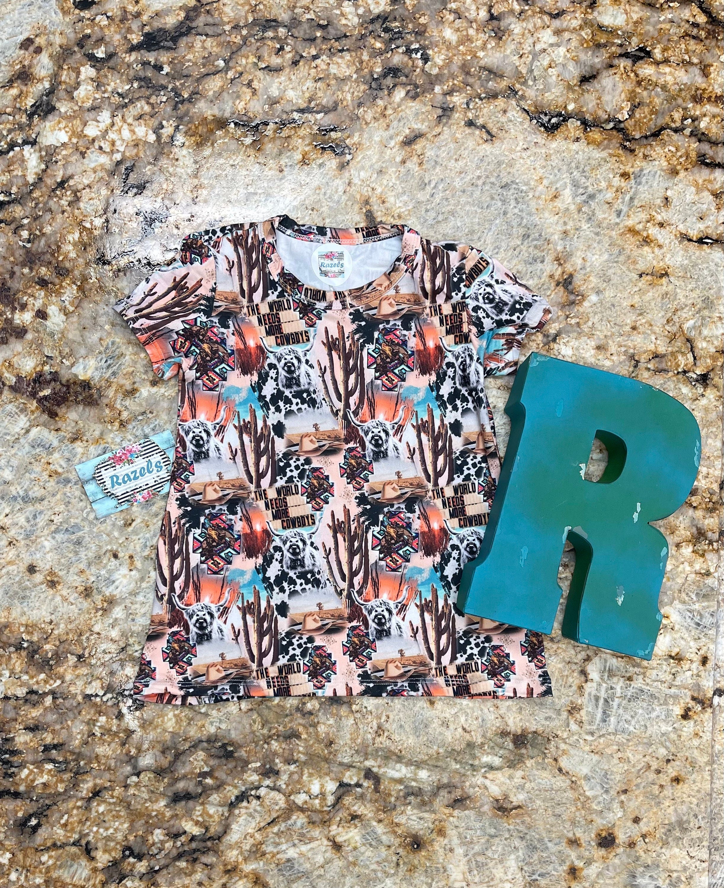 girls 'The World Needs More Cowboys' tshirt dress