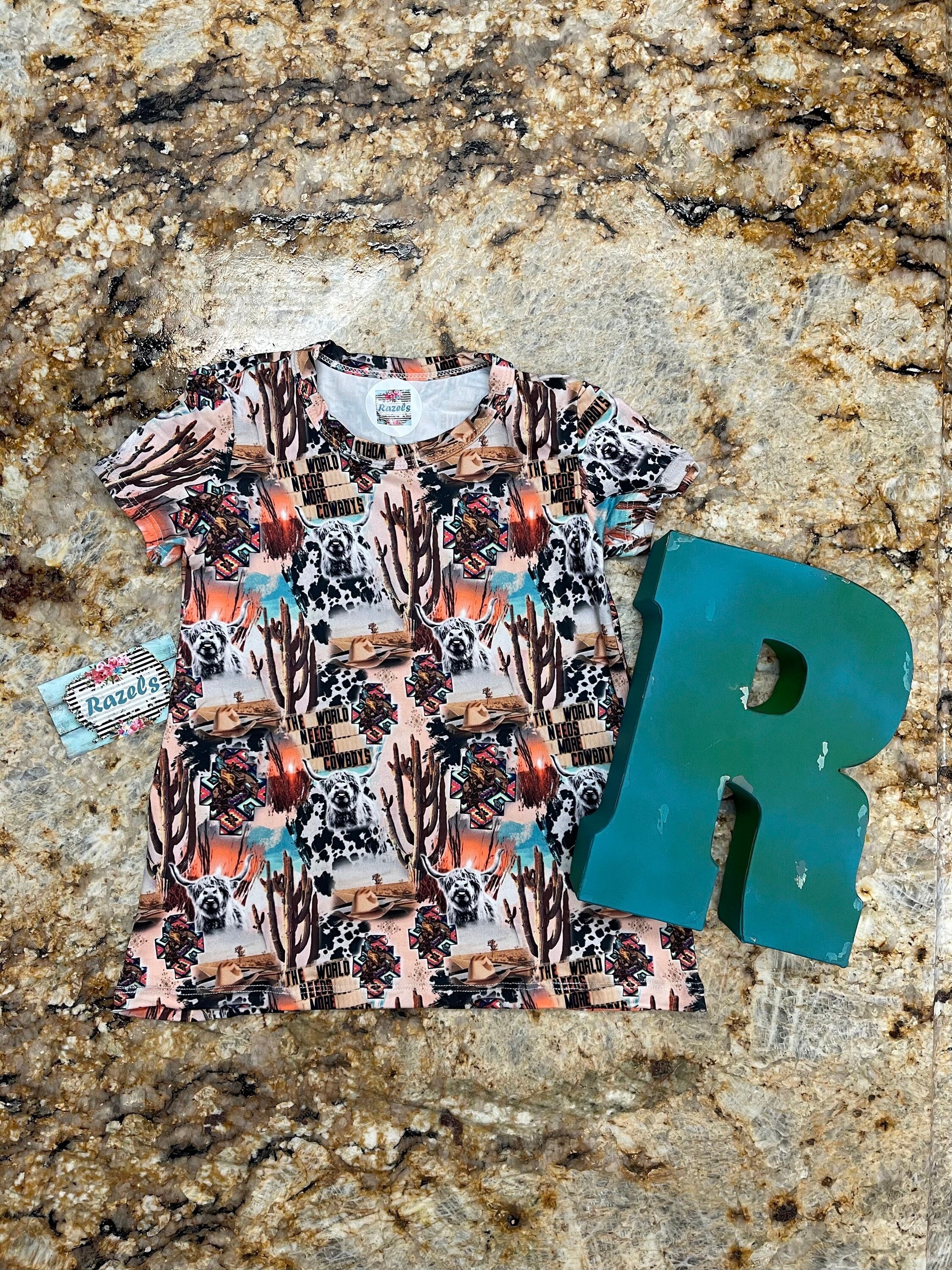 girls 'The World Needs More Cowboys' tshirt dress