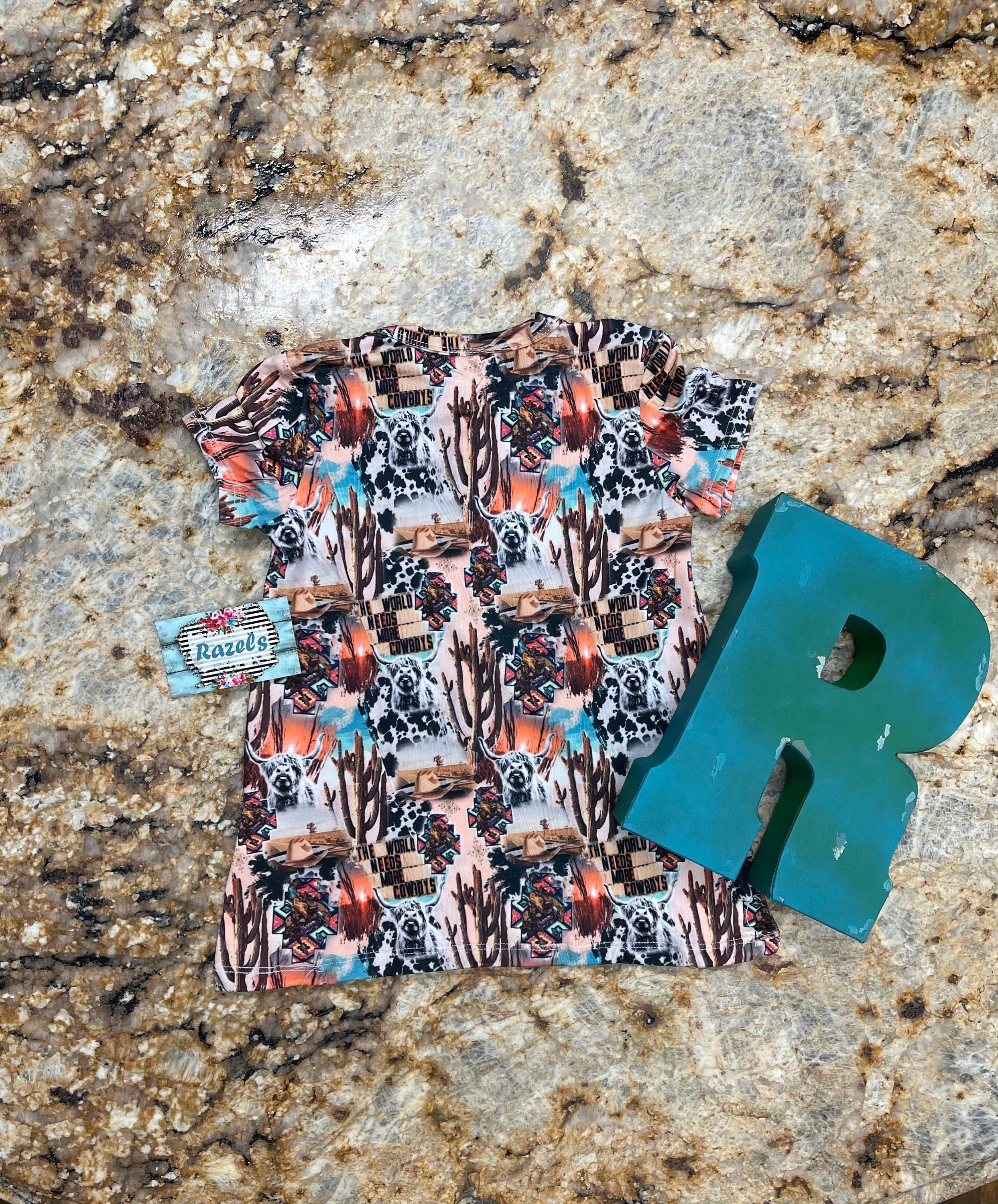 girls 'The World Needs More Cowboys' tshirt dress