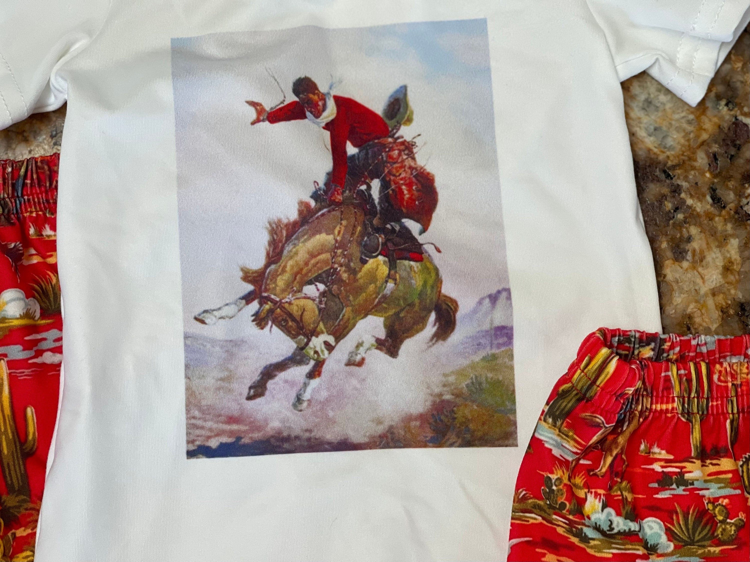 Saddle up in style with this adorable Girls’ Cowgirl Outfit! This Retro Western Short Set is perfect for summer rodeos, playdates, or just lounging in comfort. The set includes a stylish Rodeo Shirt featuring a bold bronc rider graphic and matching Cowboy Shorts with a fun vintage-inspired Western Shorts design. ✨ Matching Mom and Daughter Set Available – Twinning Approved! ✨ Soft, Breathable & Stretchy (95% Cotton, 5% Spandex) ✨ True to Size (TTS) for the Perfect Fit