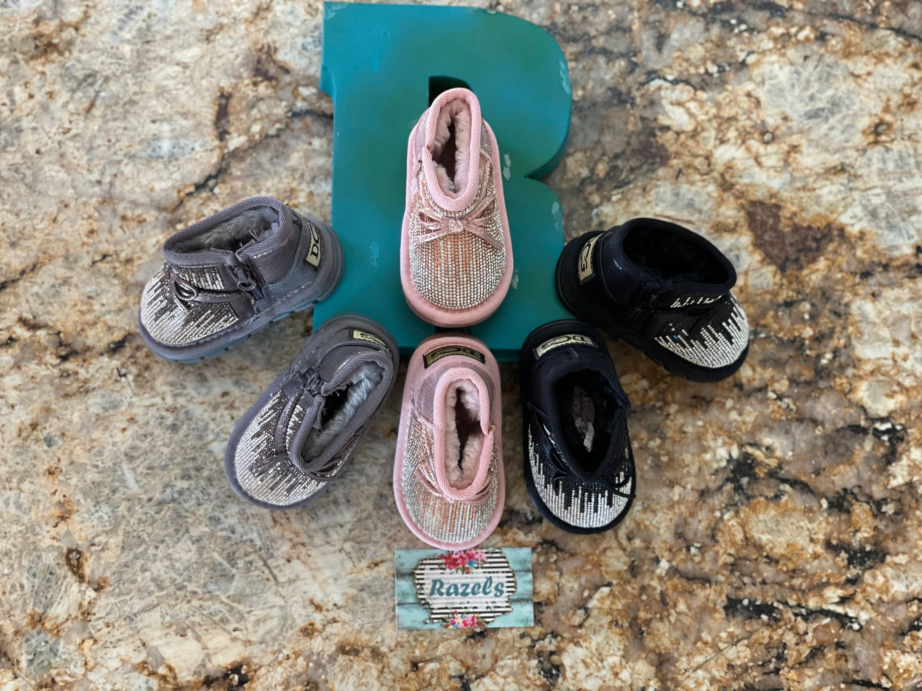 Girls Glitter Winter Boots: Warm Fur Lined Toddler Boots -Razels