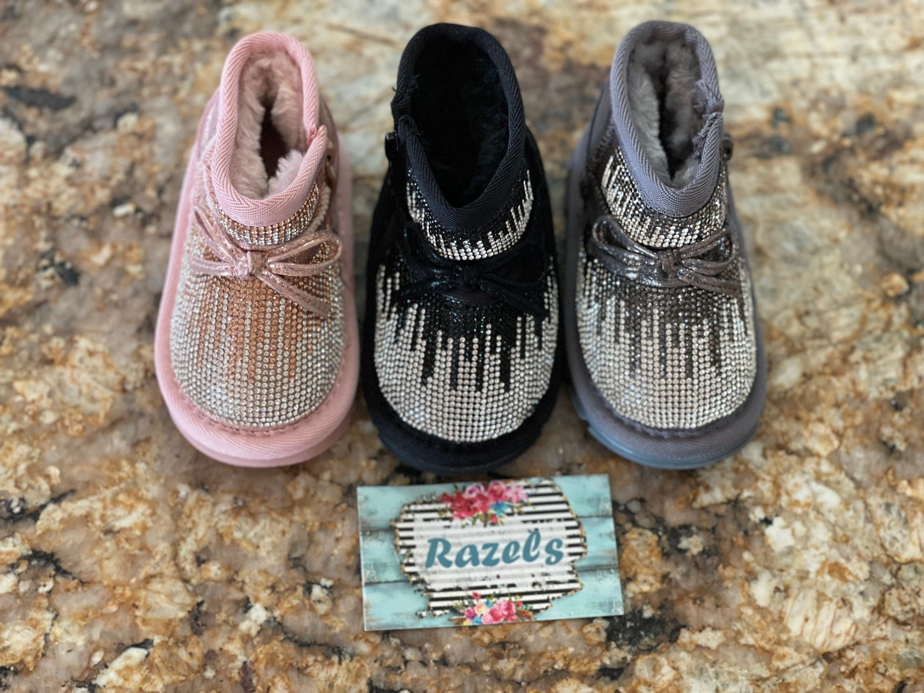 Girls Glitter Winter Boots: Warm Fur Lined Toddler Boots -Razels