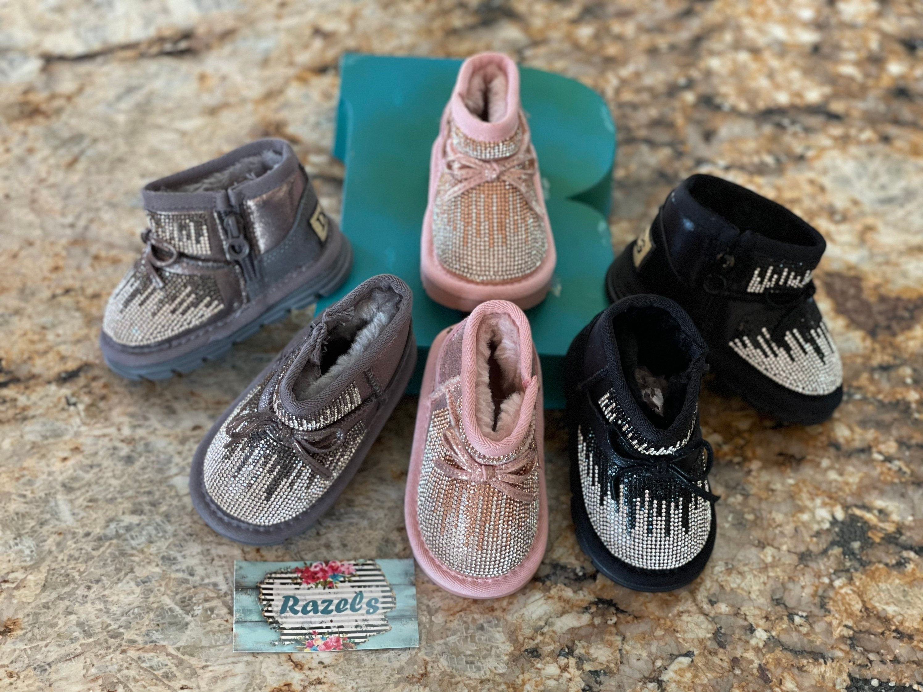 Girls Glitter Winter Boots: Warm Fur Lined Toddler Boots -Razels