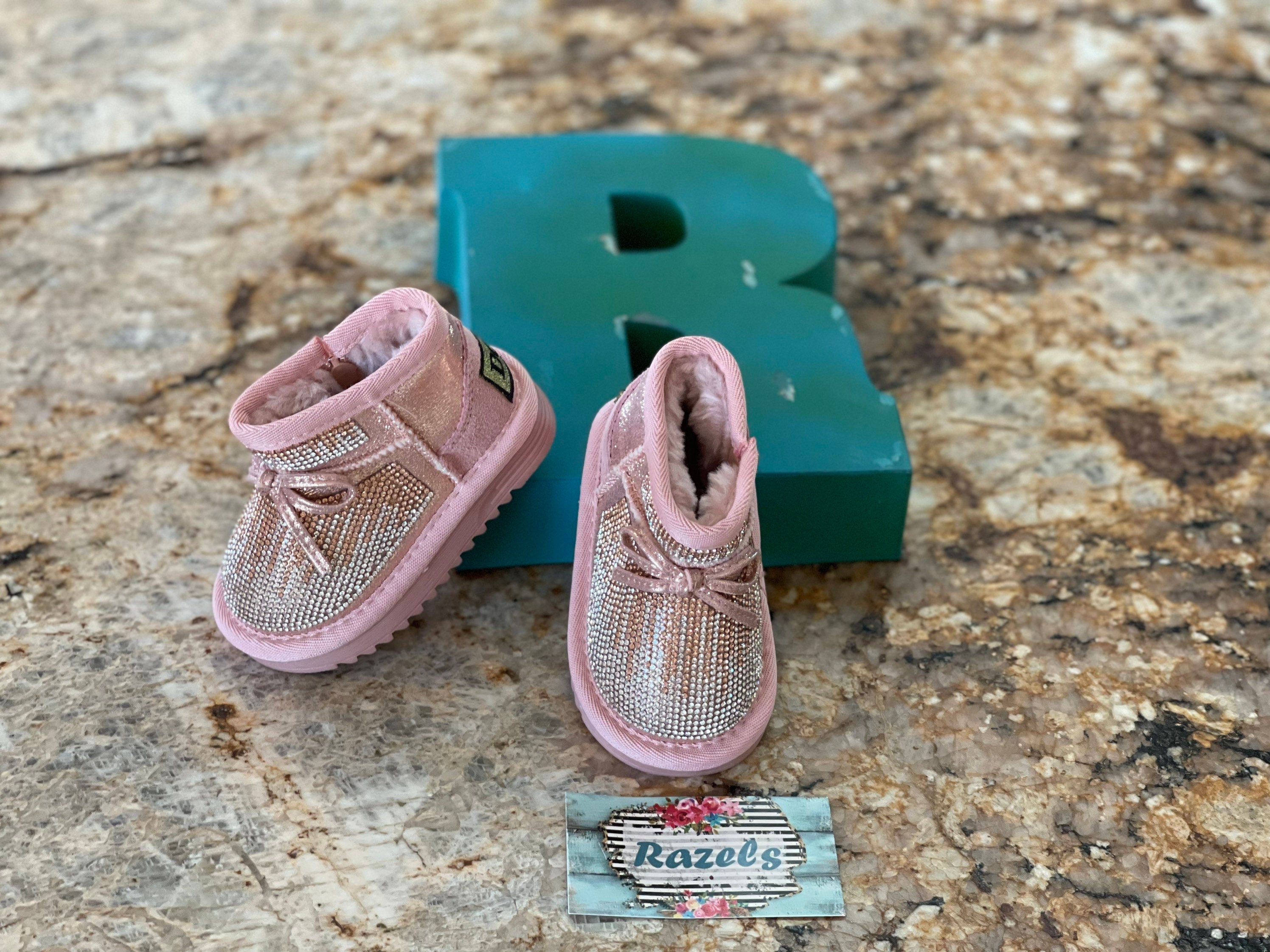 Girls Glitter Winter Boots: Warm Fur Lined Toddler Boots -Razels