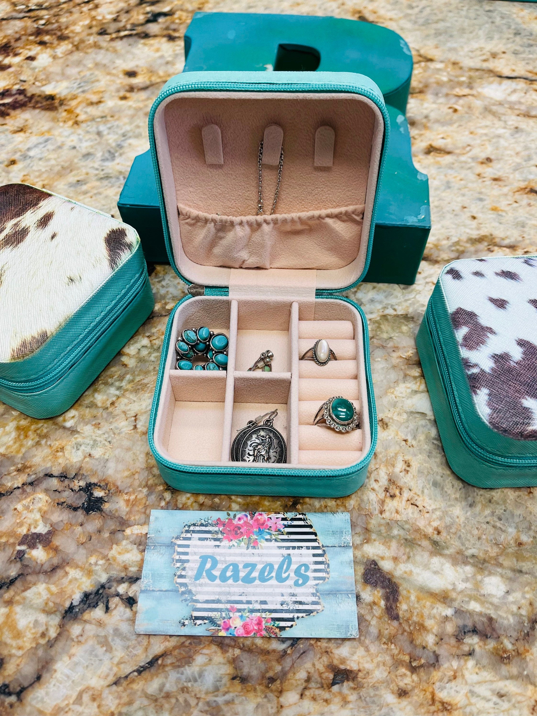 Highland Cow Jewelry Box Skull Cow Travel Jewelry Box Gifts for Cowgirls Western Jewelry Travel Box Cowgirl Mini Jewelry Case