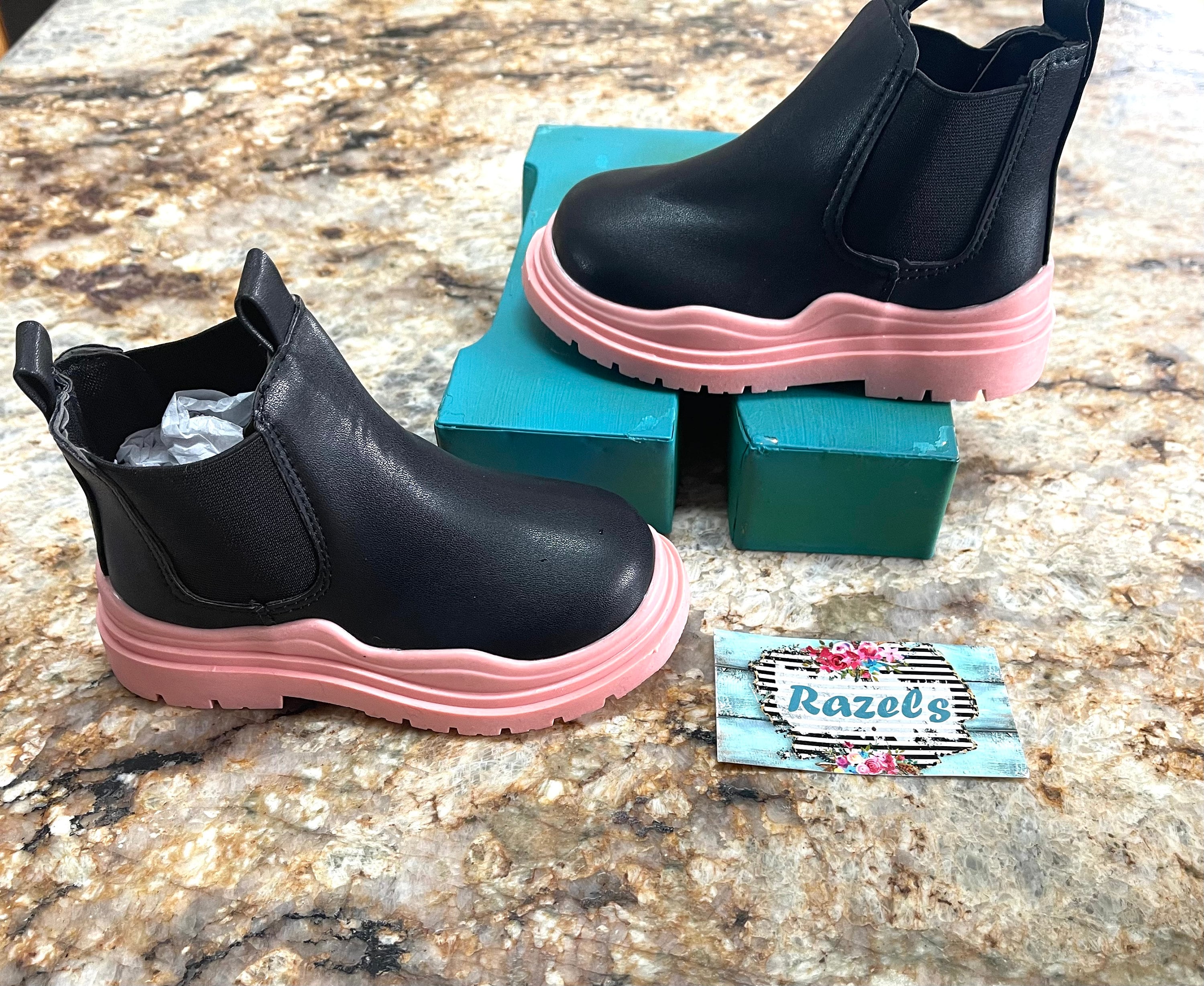 Kids Waterproof Leather Boots: Chunky Sole, Fall Boots -Razels