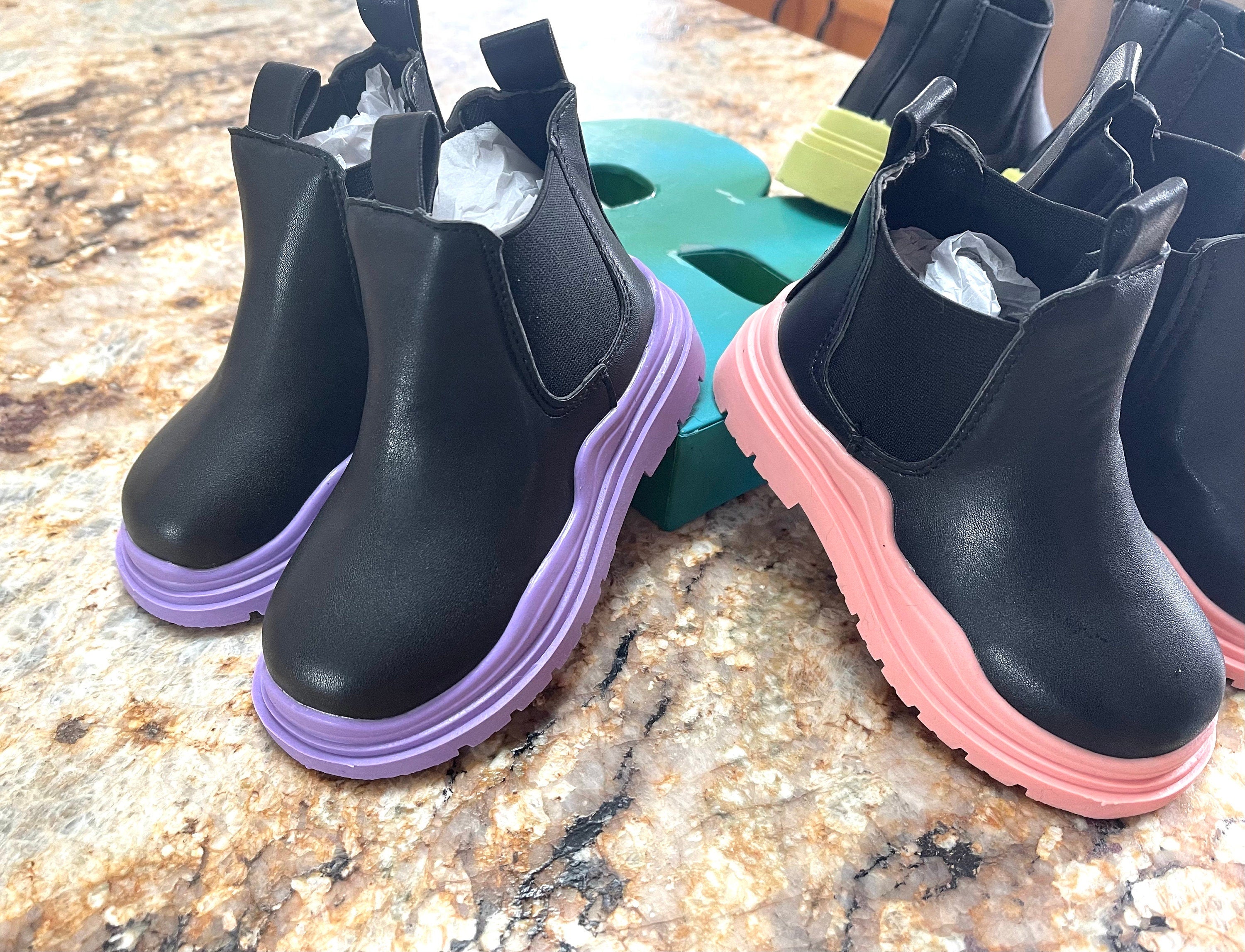 Kids Waterproof Leather Boots: Chunky Sole, Fall Boots -Razels