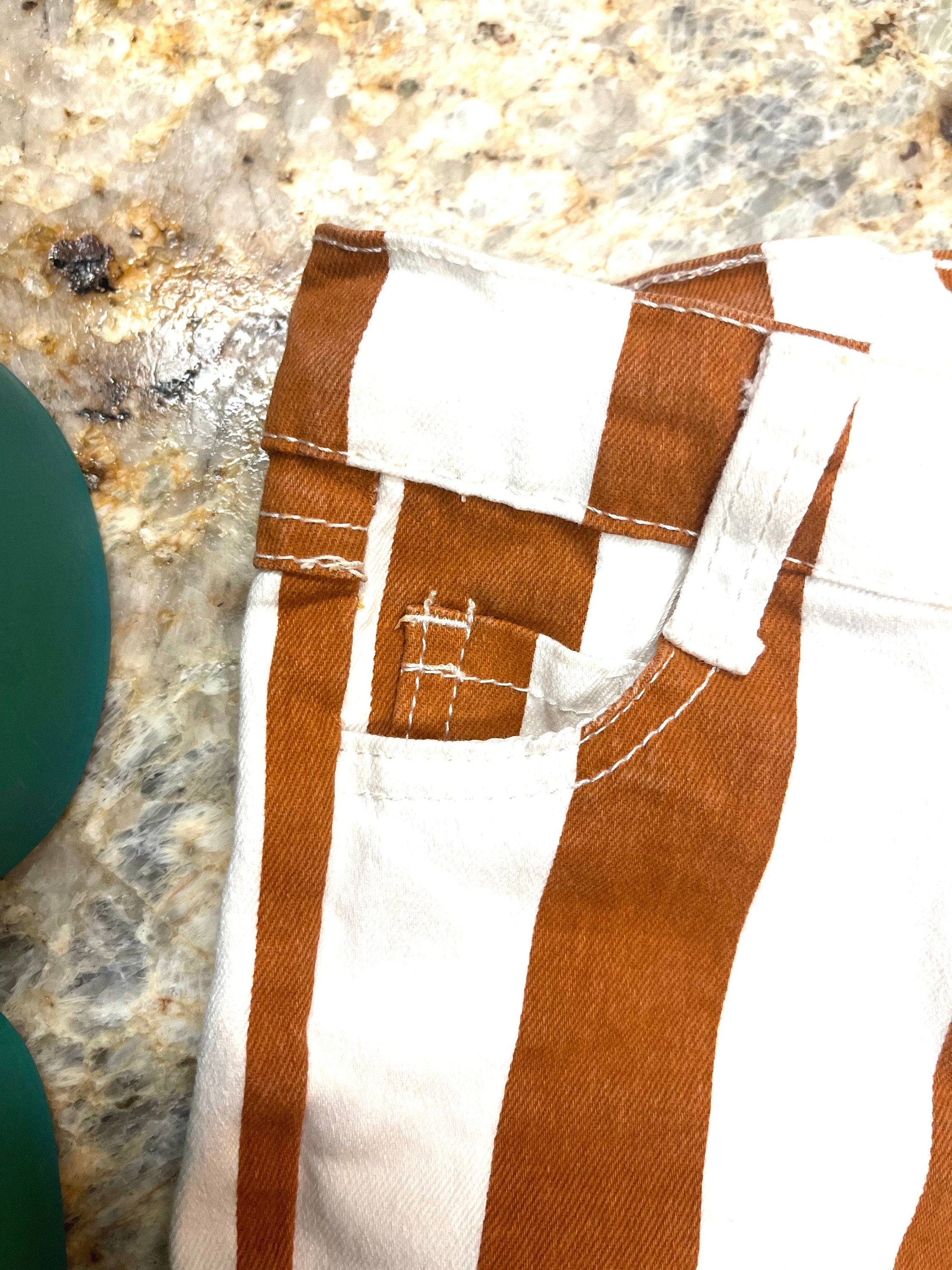 Girls' Striped Bell Bottom Jeans: Stretchy Frayed Denim -Razels