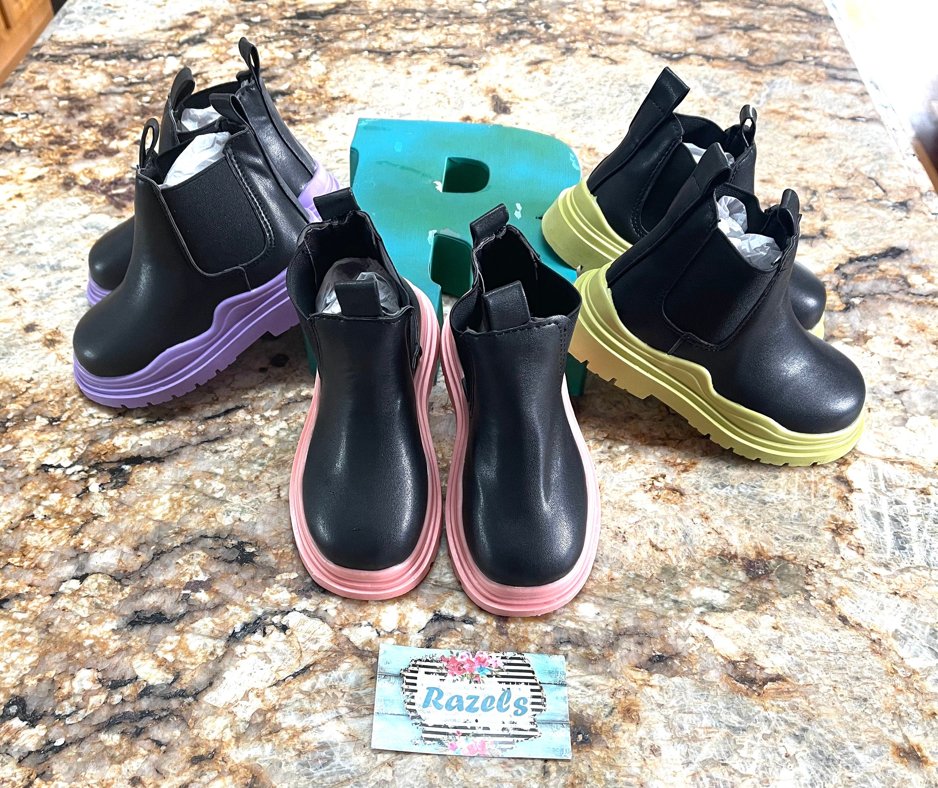 Kids Waterproof Leather Boots: Chunky Sole, Fall Boots -Razels