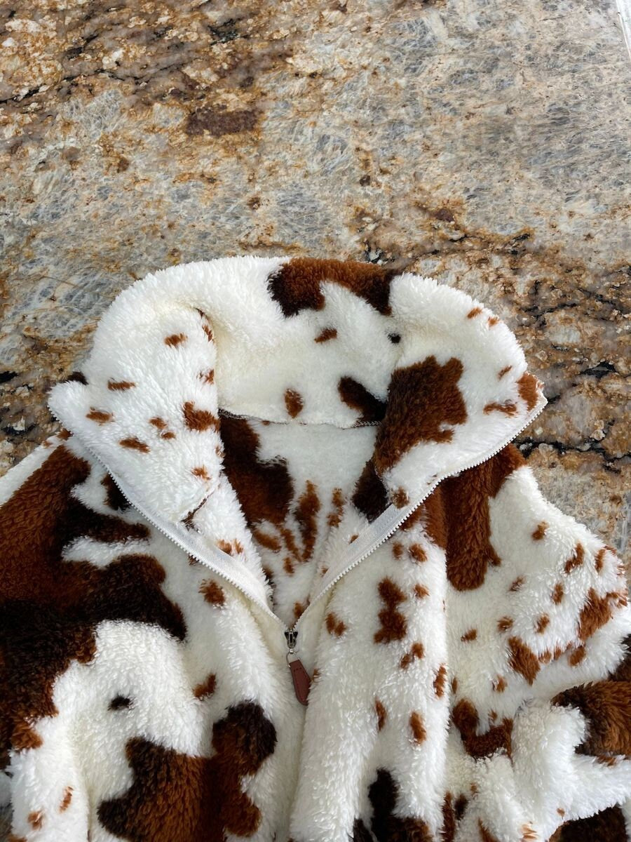 Kids CowPrint Sherpa Pullover Sweatshirt, COW SHERPA