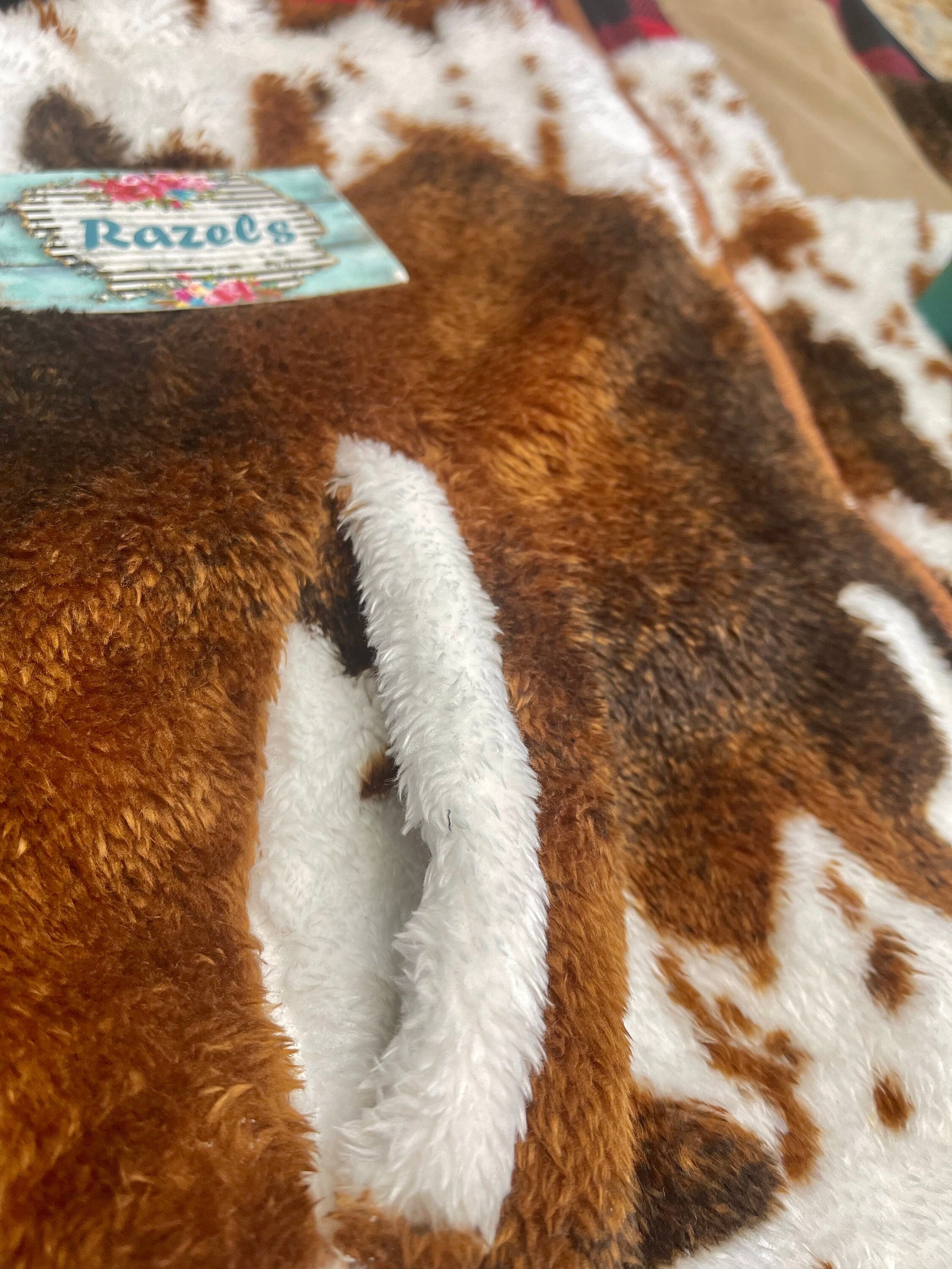 Cowprint Buffalo Plaid Vest, Sherpa Buffalo Check Brindle Cowhide Vest