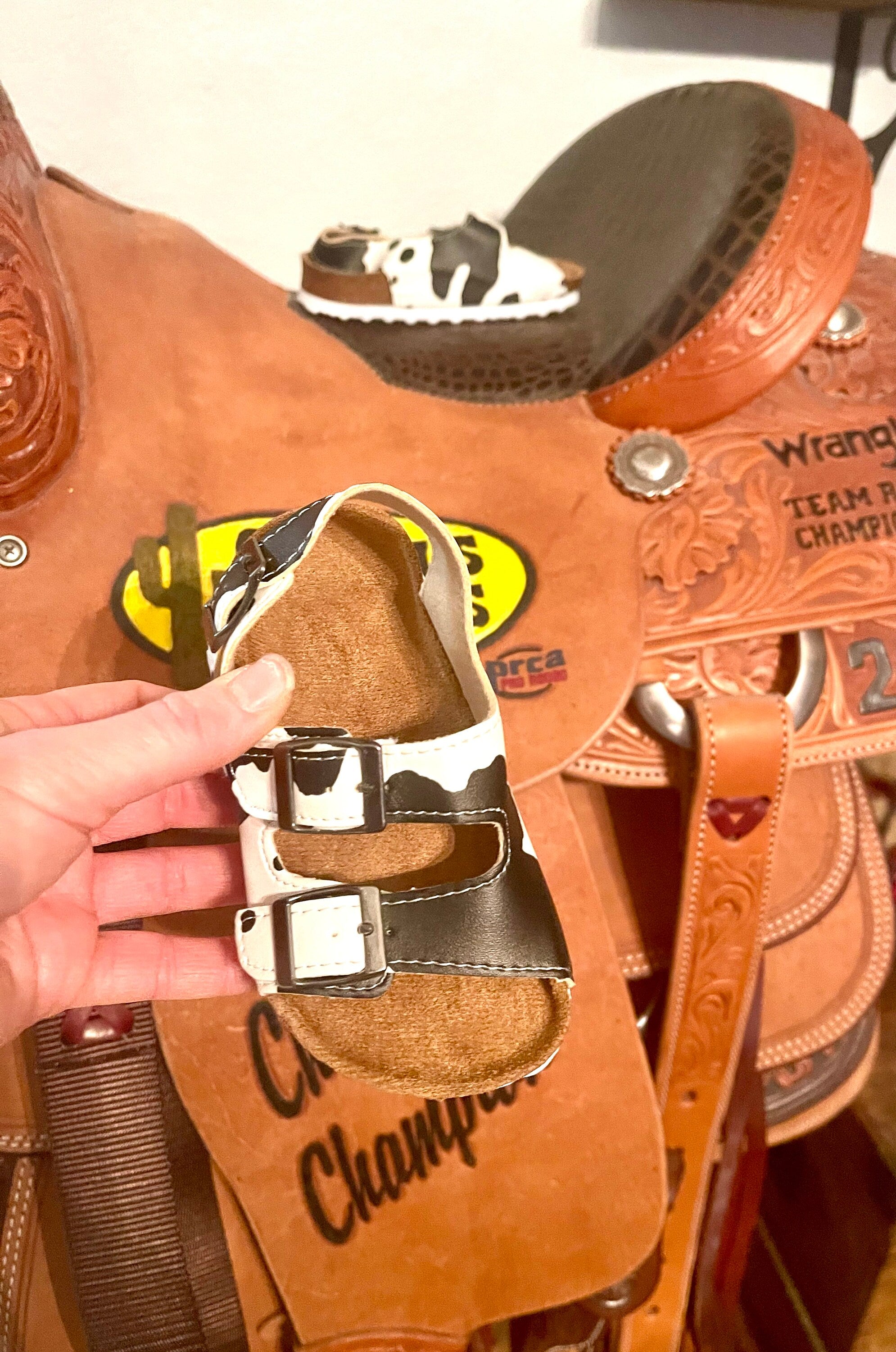 CLEARANCE COW PRINT Sandals, kids Western Cow Cork Sandals Size 12 13 toddler -Razels