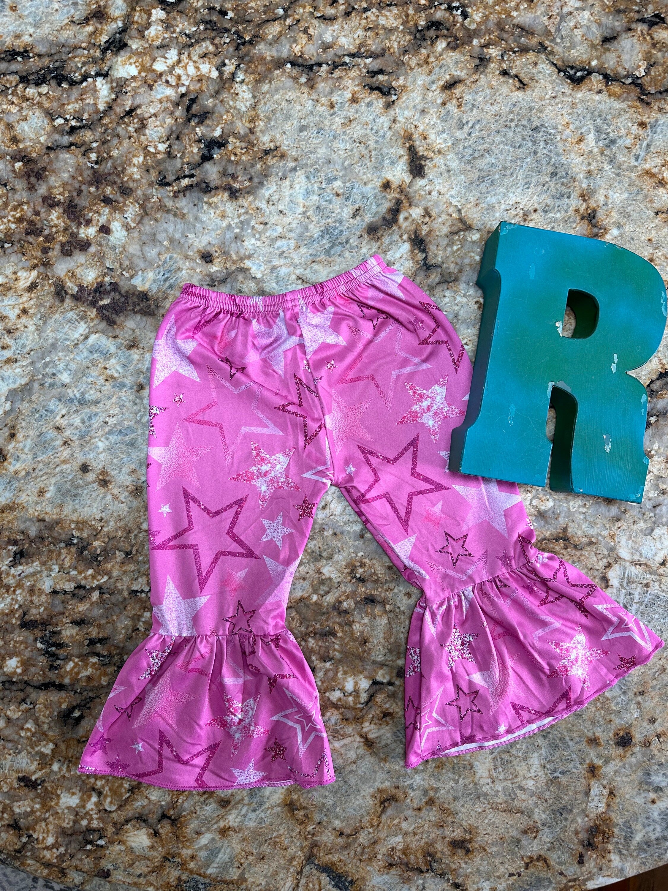 Cosmic Cowgirl Bell Bottom Outfit, Pink Star Bell Bottoms -Razels