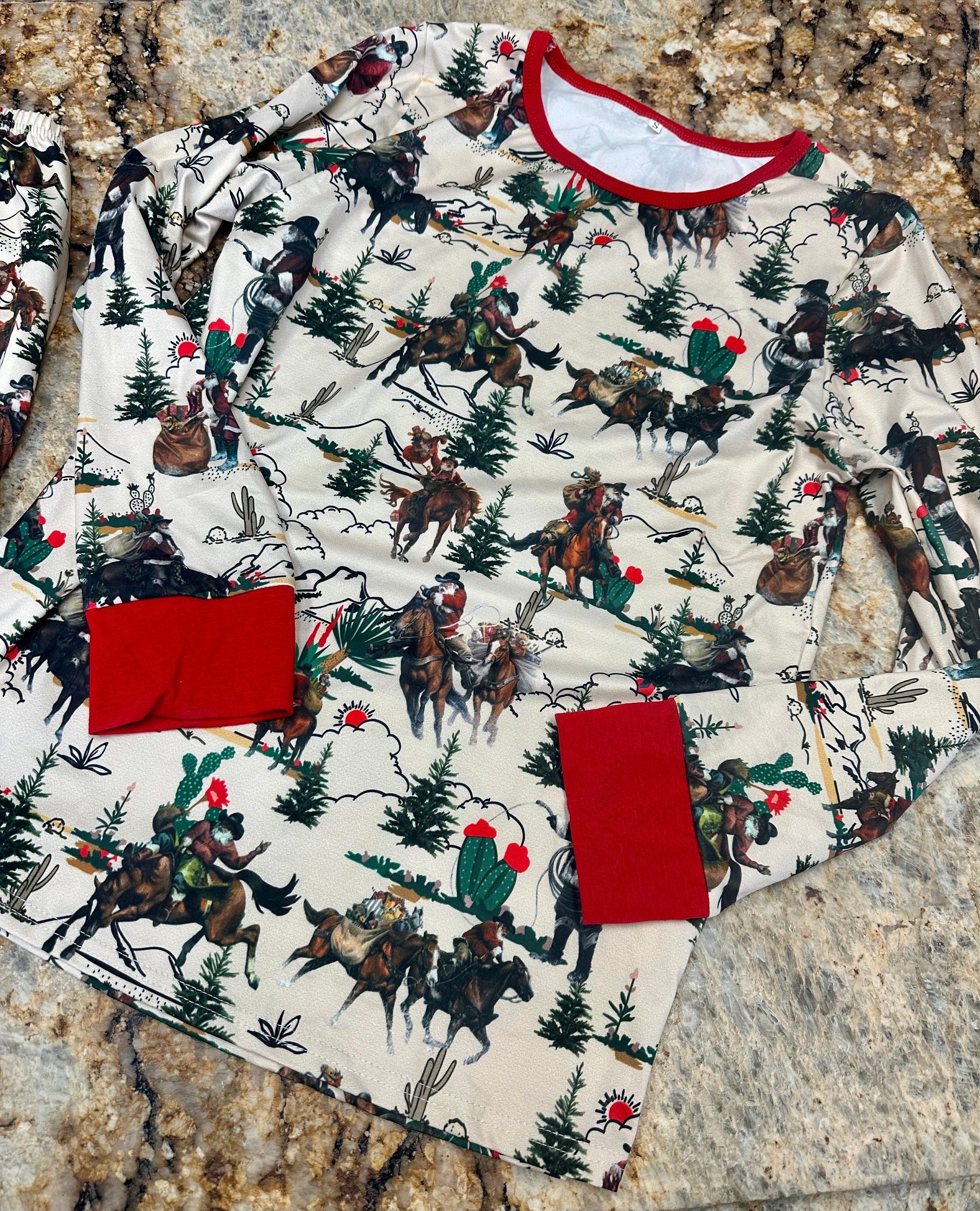 Cowboy Santa Christmas Pajamas: Western Family Matching Sleepwear -Razels
