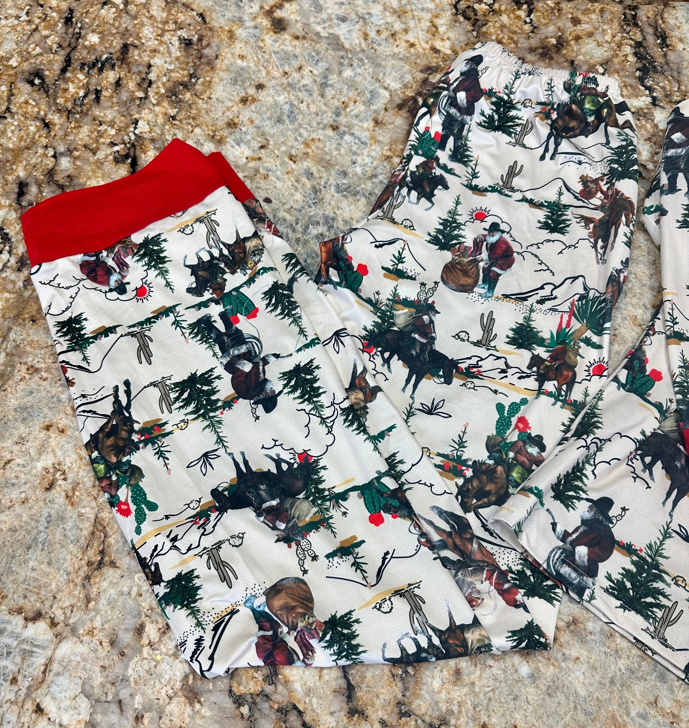 Cowboy Santa Christmas Pajamas: Western Family Matching Sleepwear -Razels