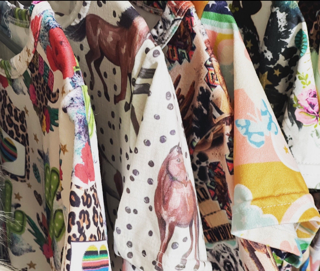 Girls Western Cowprint Fringe T-Shirt Dress: Boho Horse Tunic -Razels