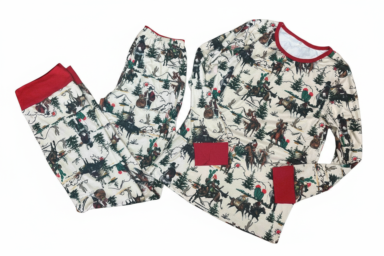 Cowboy Santa Christmas Pajamas: Western Family Matching Sleepwear
