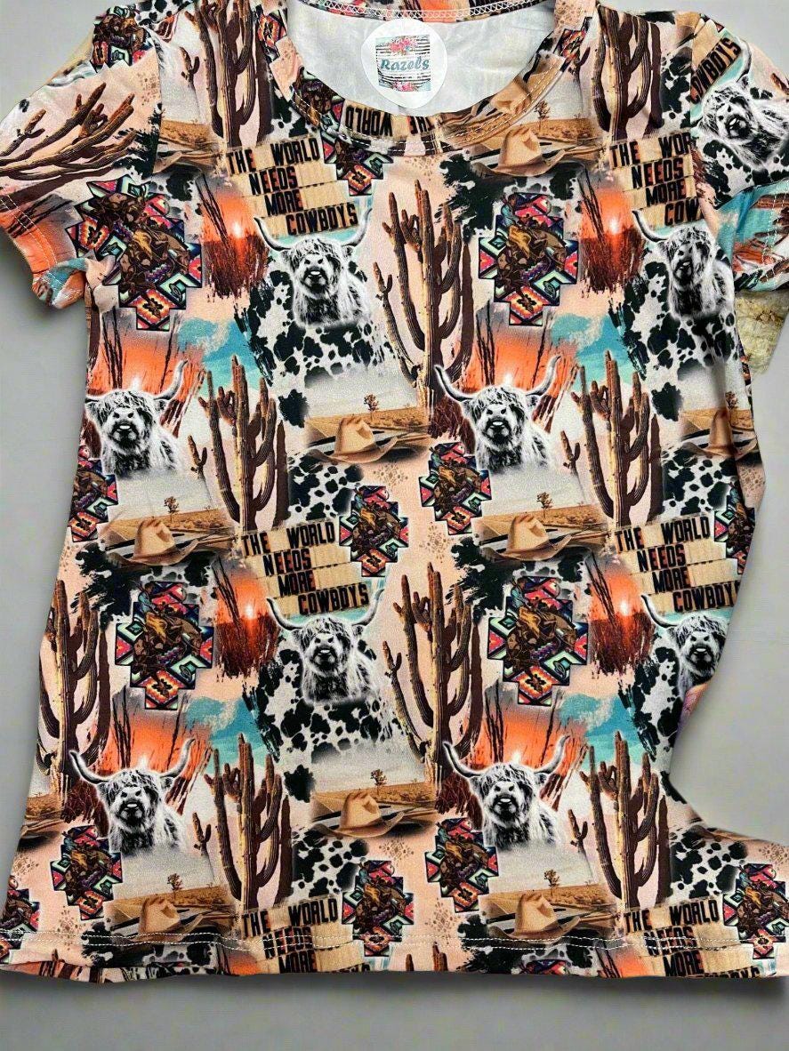 girls 'The World Needs More Cowboys' tshirt dress
