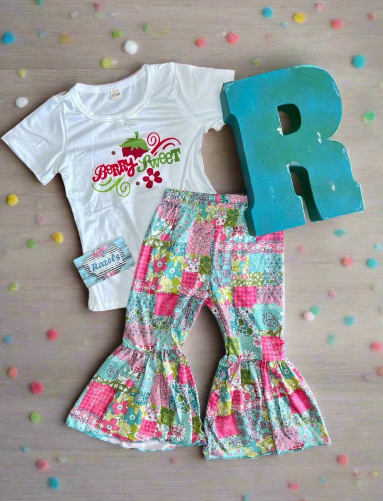 🍓 ONLY $10 – 2T & 3T – FINAL TWO!
O’ my stars… or should we say berries?! 🍓✨
This “Berry Sweet” Bell Bottom Outfit is almost too cute to handle — and at this price?! Steal alert!
💖 Patchwork bell bottoms that are seriously stinkin’ cute
💫 Coordinating top full of berry sweet charm
👖 95% Cotton / 5% Spandex – soft, comfy & perfect for play
🧼 Easy care – just machine wash & dry!