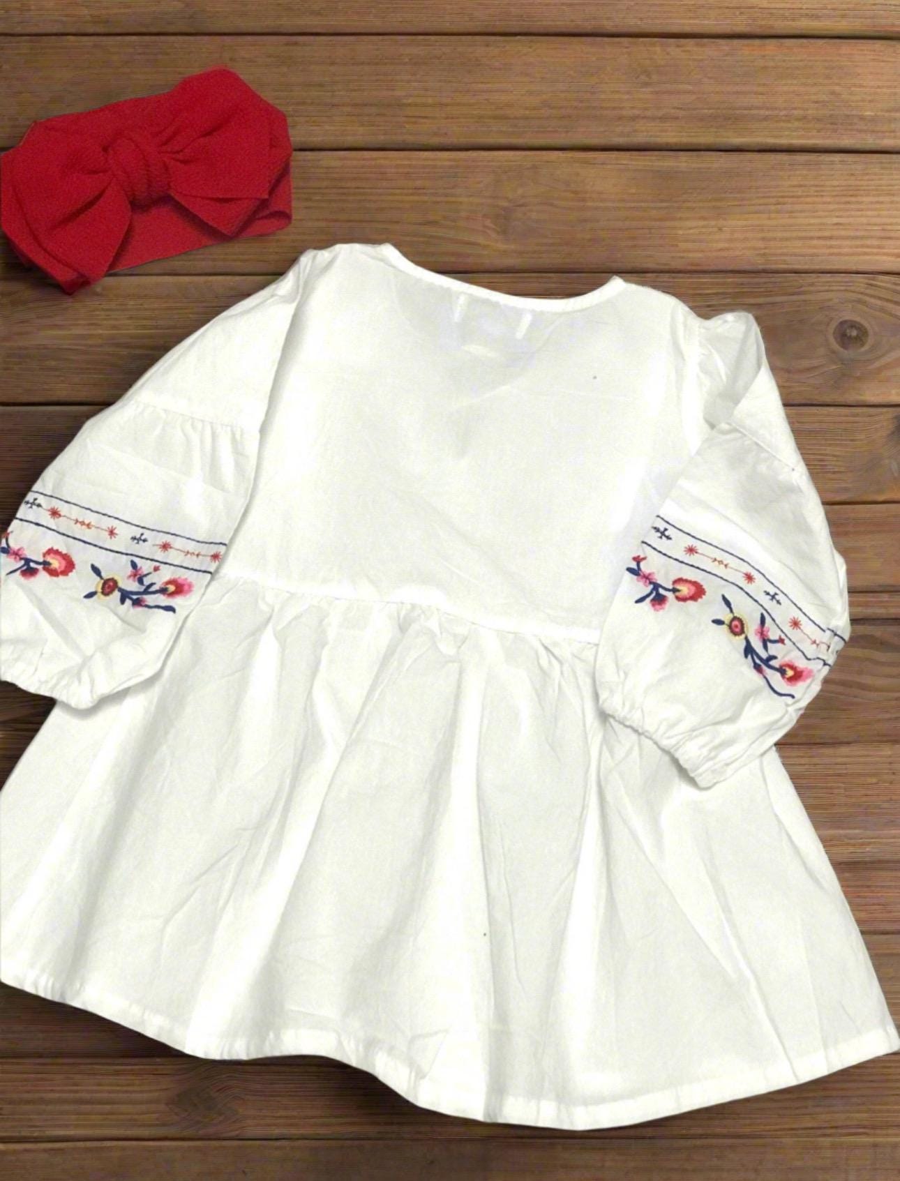 Girls' BOHO Embroidered Dress Tunic – Stylish Fall Outfit | Versatile Layering Piece
