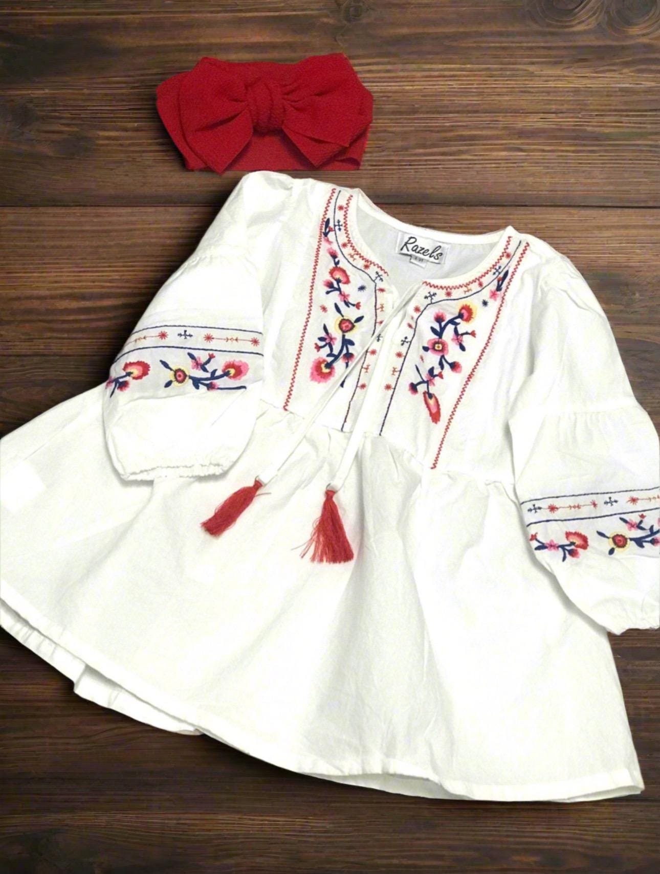 Girls' BOHO Embroidered Dress Tunic – Stylish Fall Outfit | Versatile Layering Piece