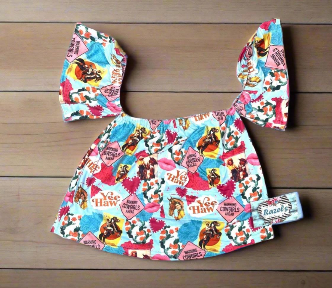 Girls Summer Cowgirl Shirt, Yeehaw Shirt