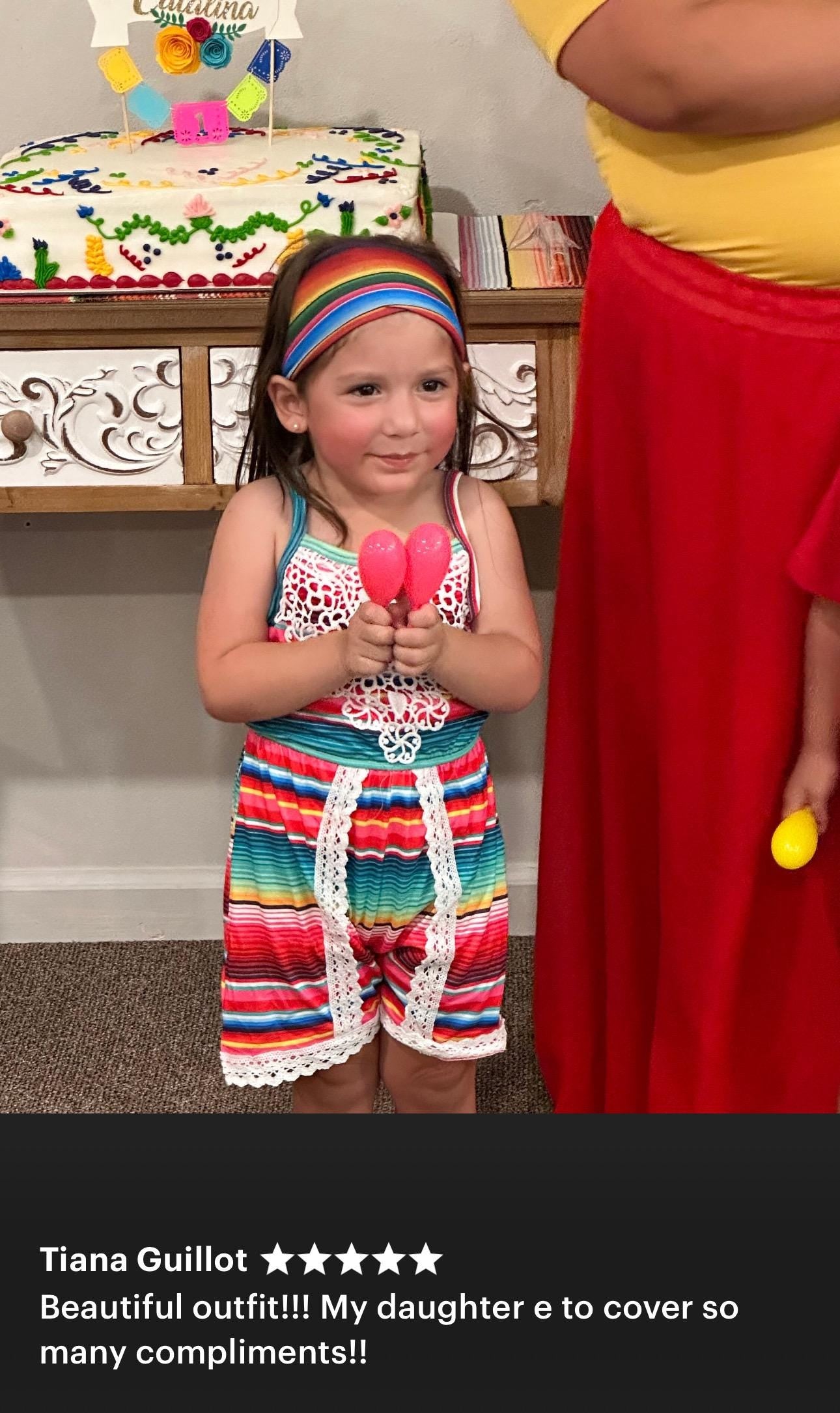 Girls Pink Striped Romper: Serape Fiesta Lace Jumpsuit -Razels