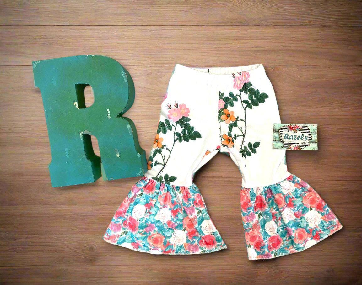 Floral Bell Bottoms designed with vibrant flower patterns and fun, playful colors are made with high-quality materials that promise comfort and durability, ensuring theyâll be a favorite all season long. These Wildflower pants will not disappoint!