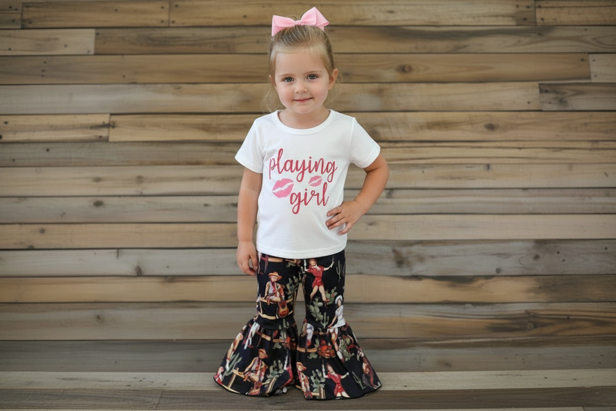 Let’s Go Girls Western Outfit for Girls | Bell Bottom or Shorts Set