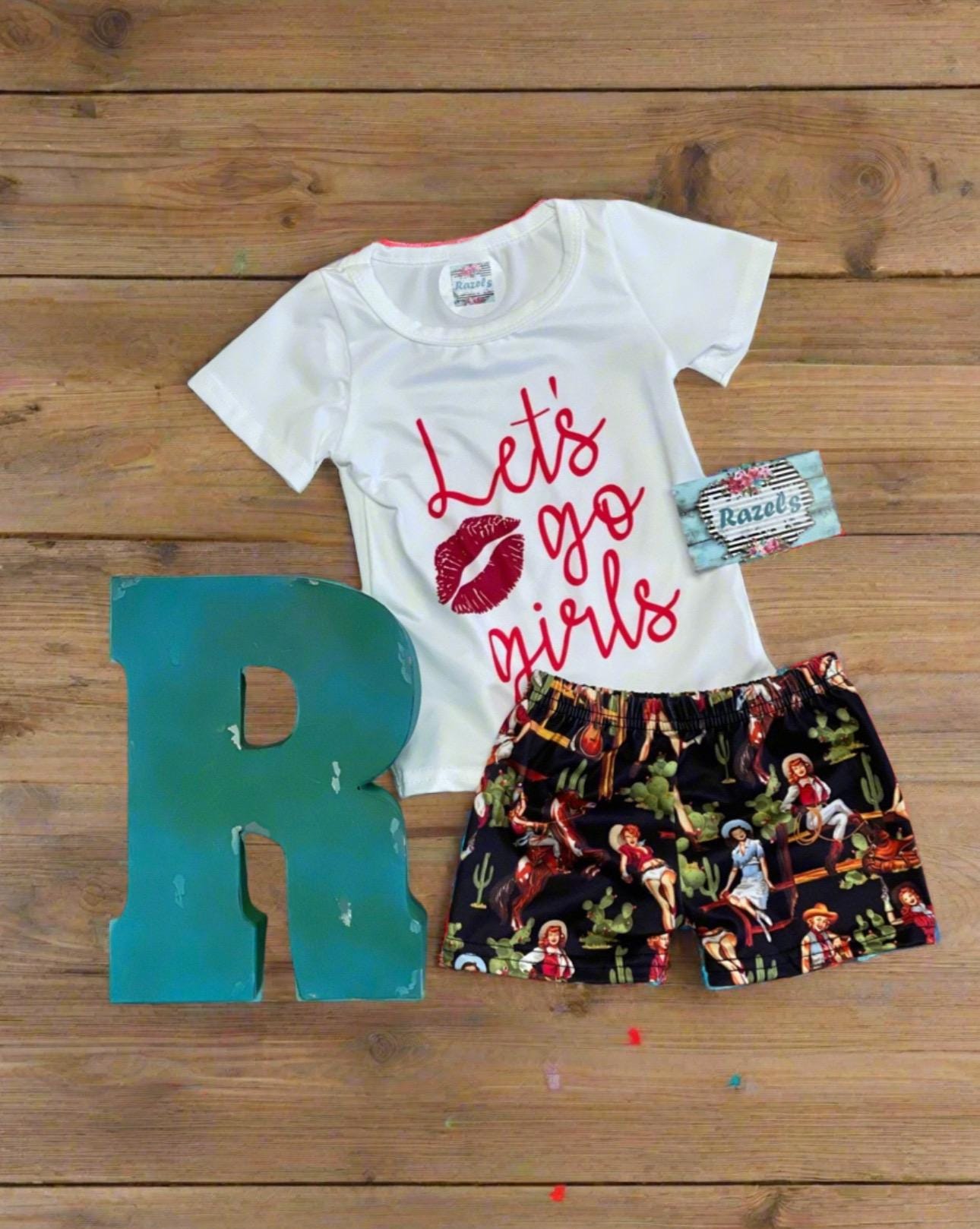 Let’s Go Girls! 💖 This adorable Western outfit is made for your bold little cowgirl! Whether you pick the bell bottoms or the short set, she’ll be ready to twirl, dance, and shine at concerts, rodeos, or just struttin’ into preschool like she owns the place.
🎤 Limited sizes left — just $15 each while they last!
✓ Soft & stretchy cotton/spandex blend
✓ Choose between flared bell bottoms or cute shorts
✓ Trendy “Let’s Go Girls” tee in a soft, lived-in feel