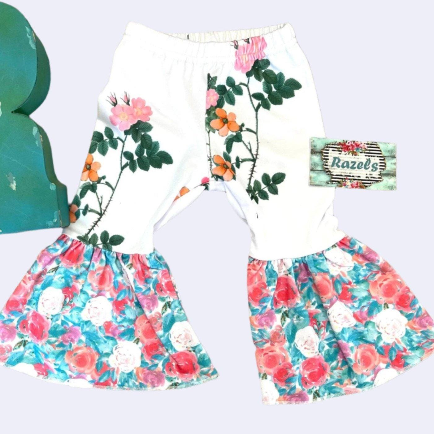 Floral Bell Bottoms designed with vibrant flower patterns and fun, playful colors are made with high-quality materials that promise comfort and durability, ensuring theyâll be a favorite all season long. These Wildflower pants will not disappoint!