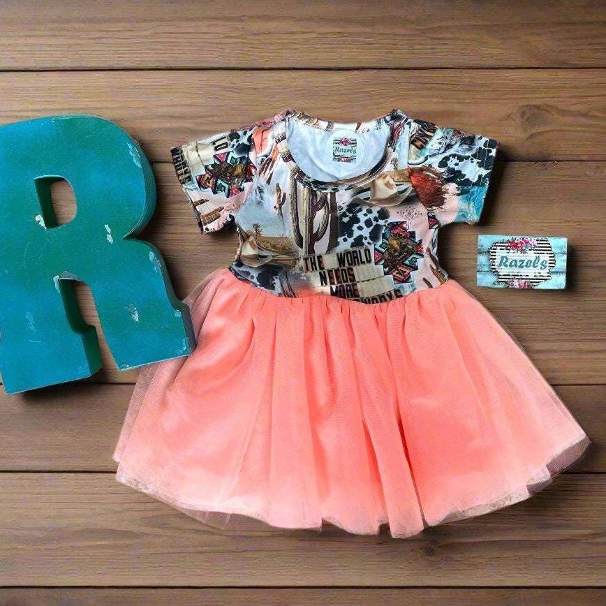 Girls Cowgirl Tutu Dress: Western Party Outfit -Razels