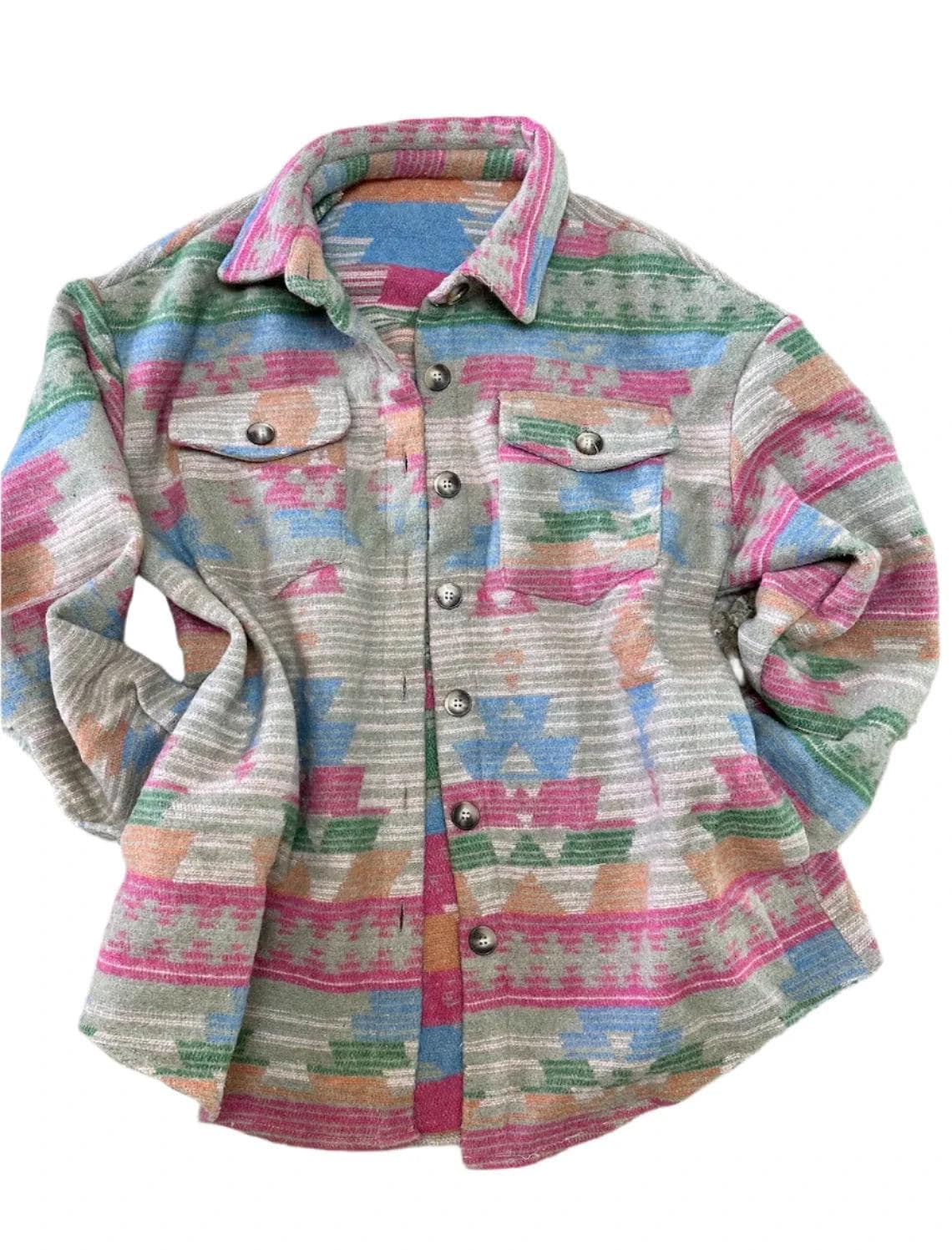 Pink Aztec Shacket: Southwestern Women's Shirt Jacket Large & XL -Razels
