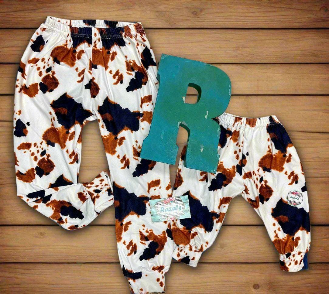 CLEARANCE Western Sweatpants Kids Cow Print Joggers, Unisex Cowboy Cowgirl Ranch Style Pants for Boys & Girls -Razels