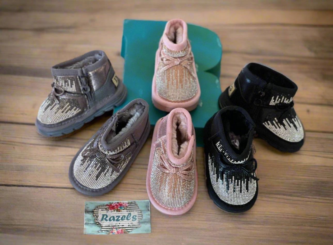 Girls Glitter Winter Boots: Warm Fur Lined Toddler Boots -Razels