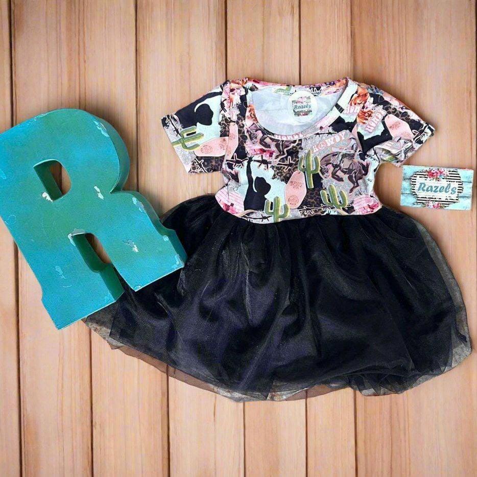 Girls Cowgirl Tutu Dress: Western Party Outfit -Razels