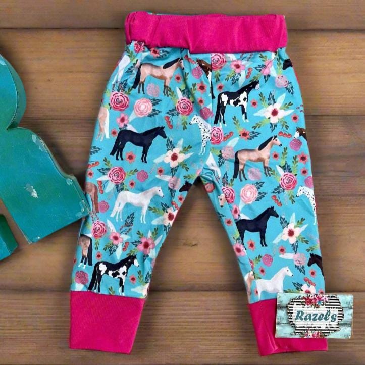 Baby Girl Horse Outfit: Hot Pink Hoodie & Jogger Set -Razels