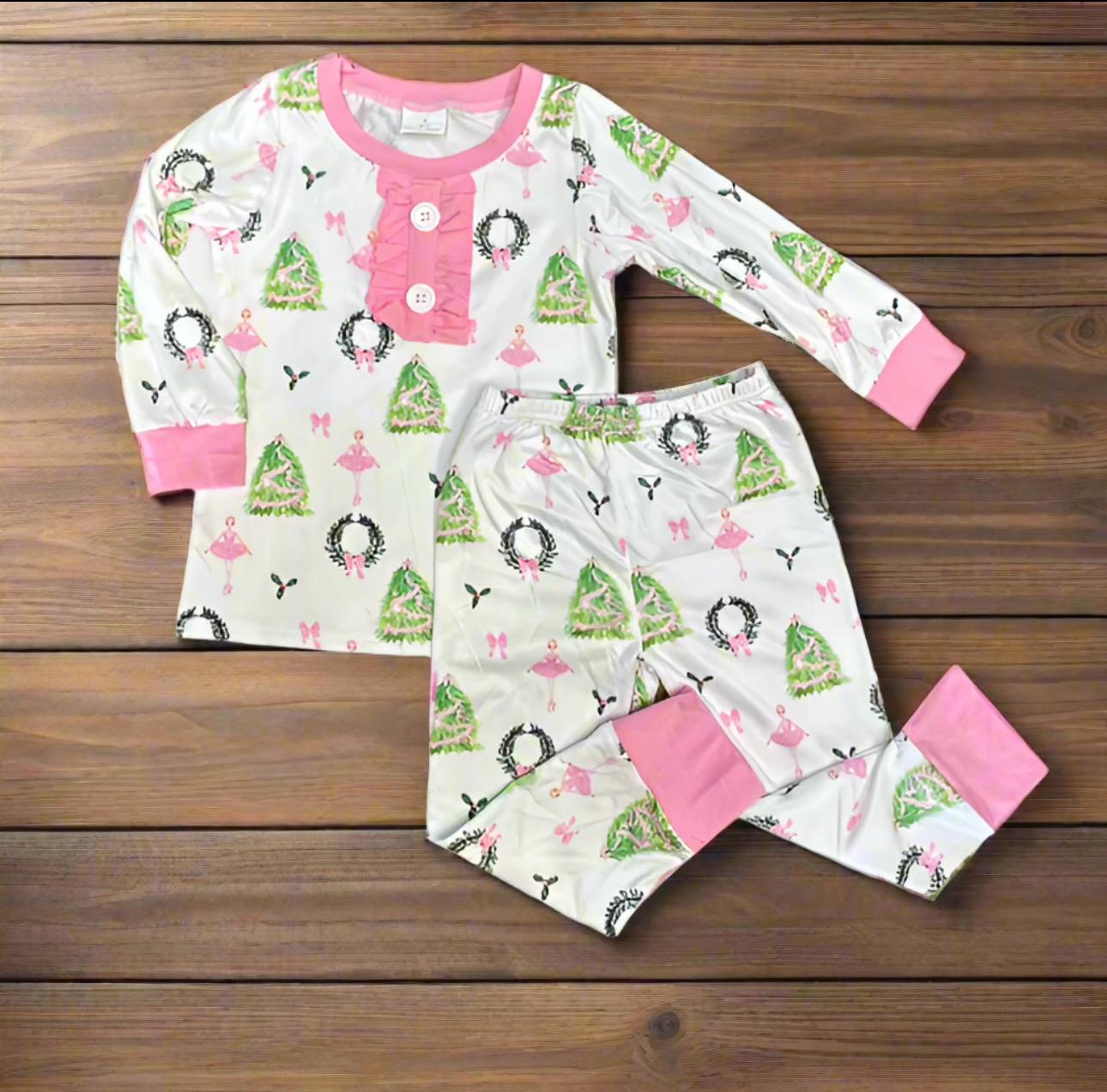 These pink Christmas pajamas are perfect for your little ballerina! 🎀✨ Ballerina Christmas Pajamas
✔ Adorable Design: Features a dancing ballerina, festive Christmas trees, and pink ruffles for extra charm. BUY at Razels. Only $34