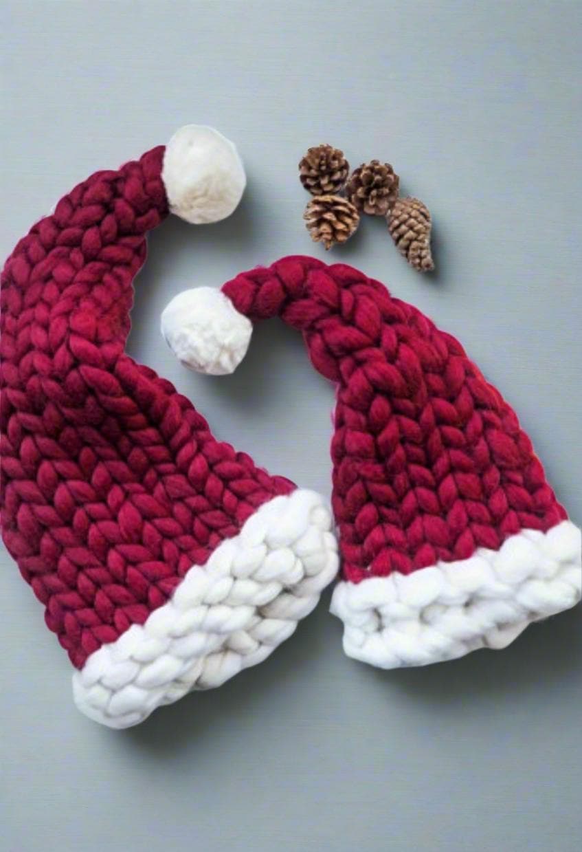 Chunky Knit Santa Hat: Festive Christmas Hat -Razels