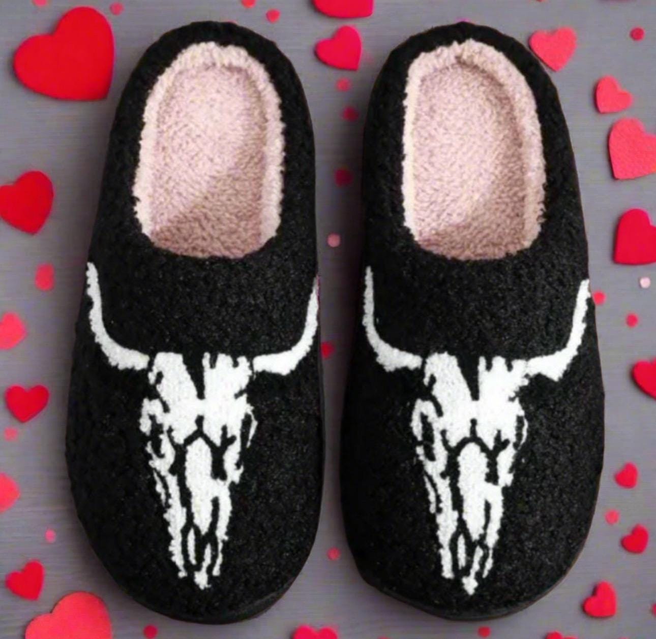 Longhorn Skull Slippers, Western Fall Halloween Shoes -Razels