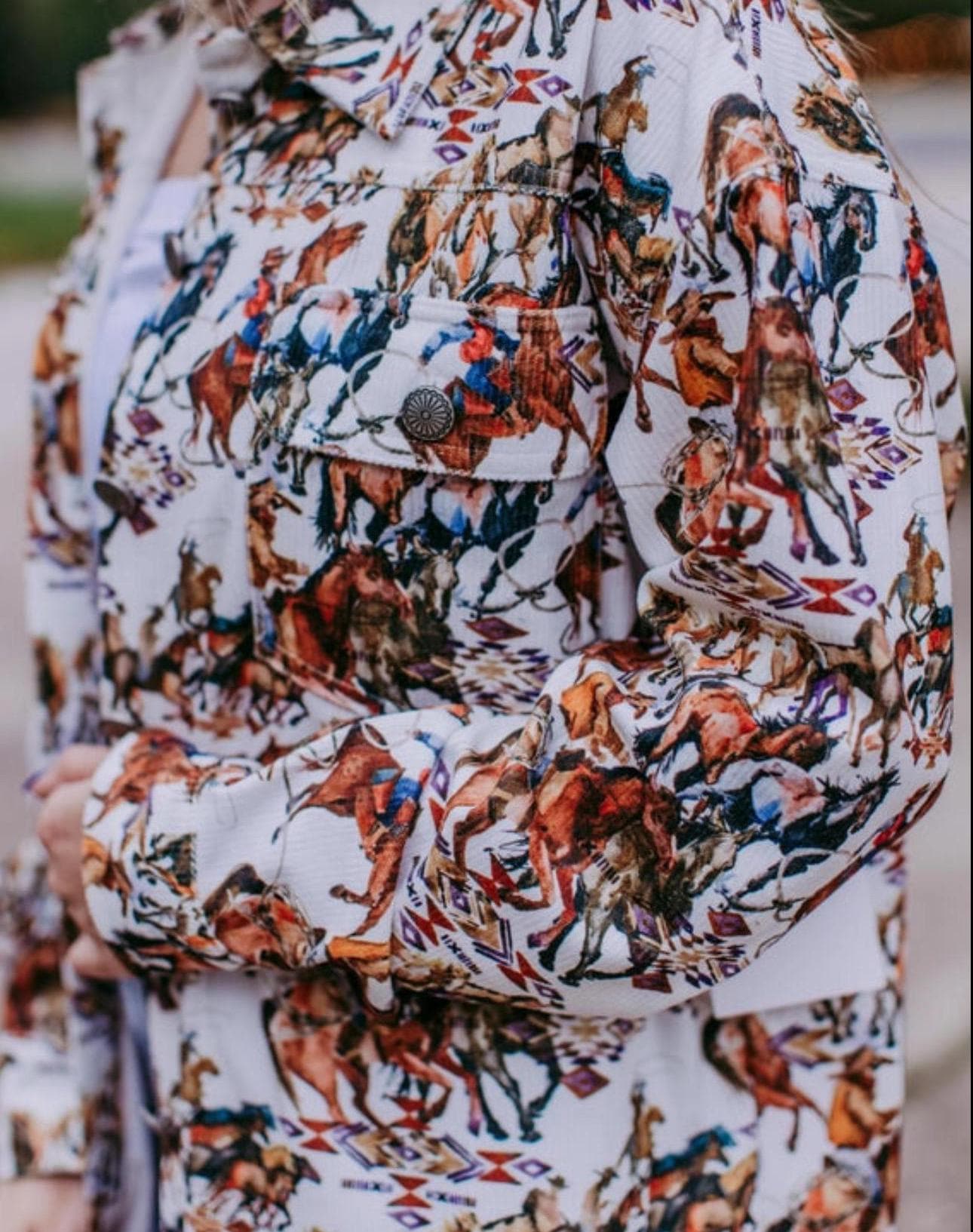 Women's Western Corduroy Cowboy Shirt – Vintage Cowgirl Button-Up. Meet your new favorite go-to piece—the Cowgirl Button-Up Corduroy Shirt! This vintage cowboy print shirt blends classic Western charm with effortless style, making it a must-have for any cowgirl’s wardrobe.
Shirt features an Authentic Cowboy Print – A unique blend of soft brown, cream, and green tones for a true Western vibe.
Corduroy Fabric and is Versatile & Stylish. Ships FREE from MONTANA today!