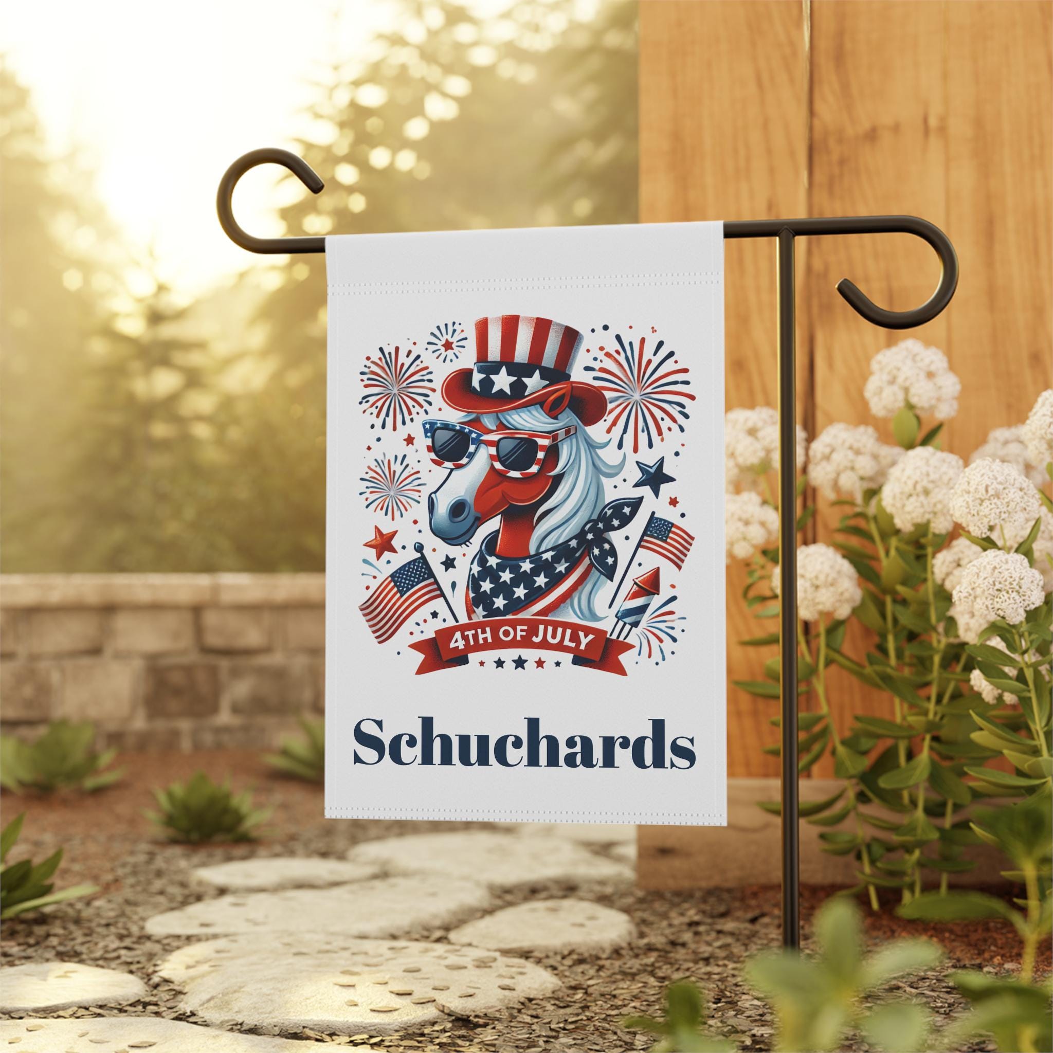 Patriotic Horse Garden Flag, 4th of July House Flag, Custom Yard Sign, Personalized Yard Flag, Funny Independance Day Flag -Razels