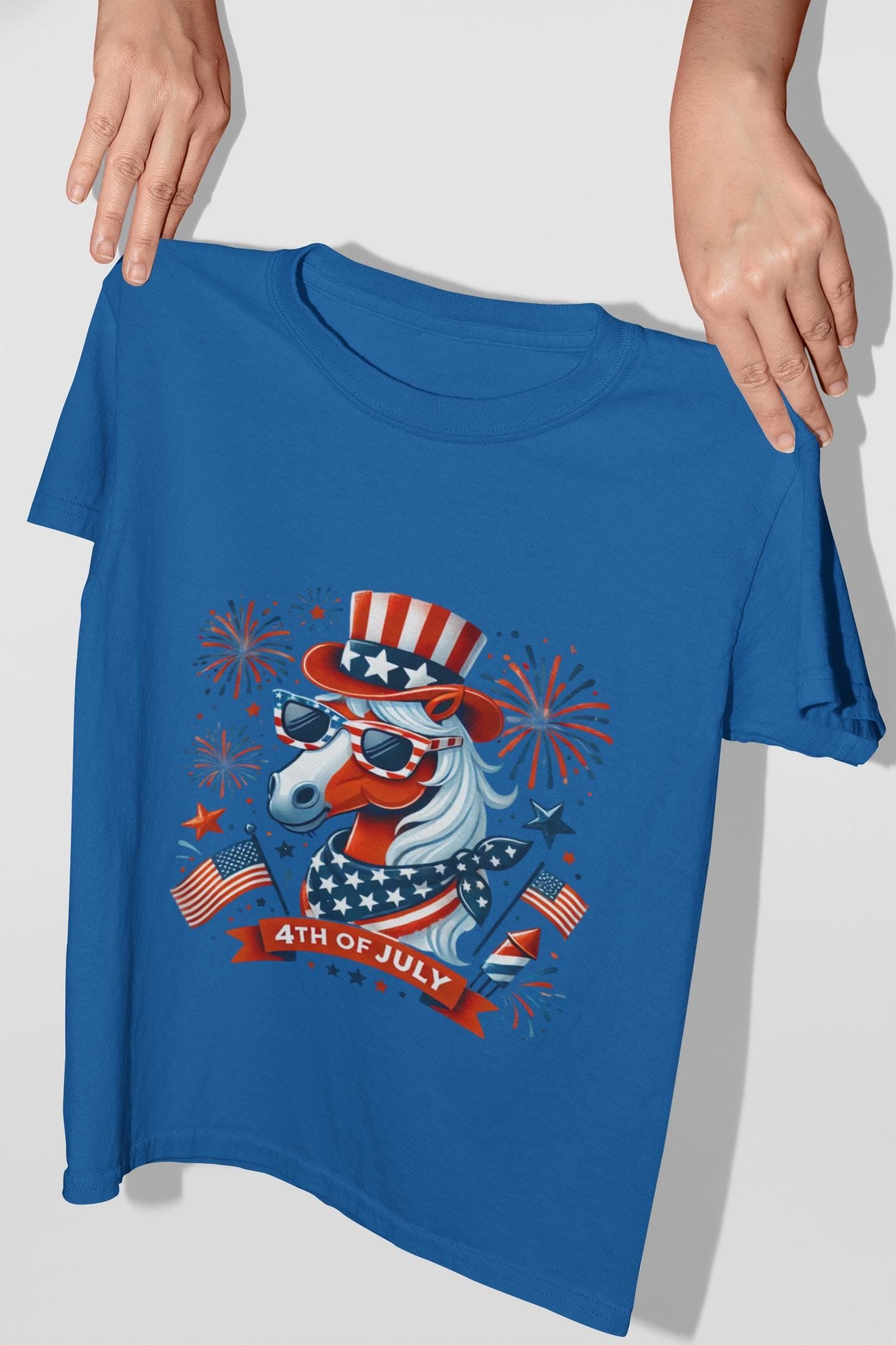 Patriotic Horse 4th of July Kids T-Shirt
FREE shipping on orders $35+
Get your little firecracker ready for the Fourth of July fun! 🇺🇸 This adorable kids’ tee features a spirited horse rocking an Uncle Sam hat 🎩 and surrounded by fireworks 🎆 — ready to party like it’s 1776!
Perfect for parades 🎉, BBQs 🍔, fireworks shows 🎇, or just playing in the summer sun ☀️.
Available in 6 festive colors ❤️🤍💙 
✓ Colorful, fun 4th of July horse design
✓ Available in 6 patriotic color options!