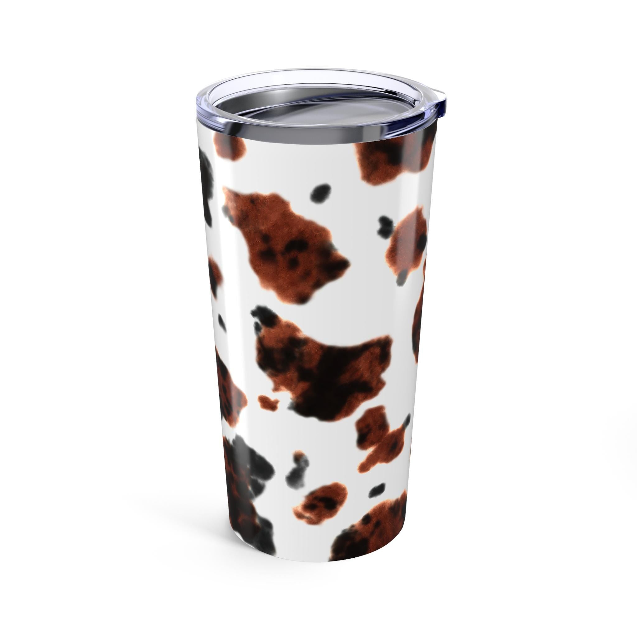 Our personalized cow print tumbler features your custom name wrapped in the cutest brown brindle pattern.  this 20oz stainless steel tumbler has you covered—literally—with a secure, vacuum-insulated lid. 🌼
✓ Add your name for a custom touch that’s udderly adorable 🌿
✓ Double-walled stainless steel keeps drinks hot or cold for hours
✓ Glossy finish shows off the bold cow print in all its glory ✨
✓ Vacuum-insulated with clear push-on lid—perfect for life on the go ☕