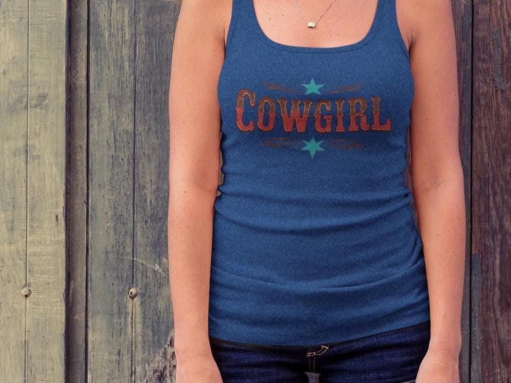 Cowgirl Racerback Tank, Cowgirl Summer Tank Top, Western Wear, Gift for Cowgirls, Trendy Summer Top -Razels