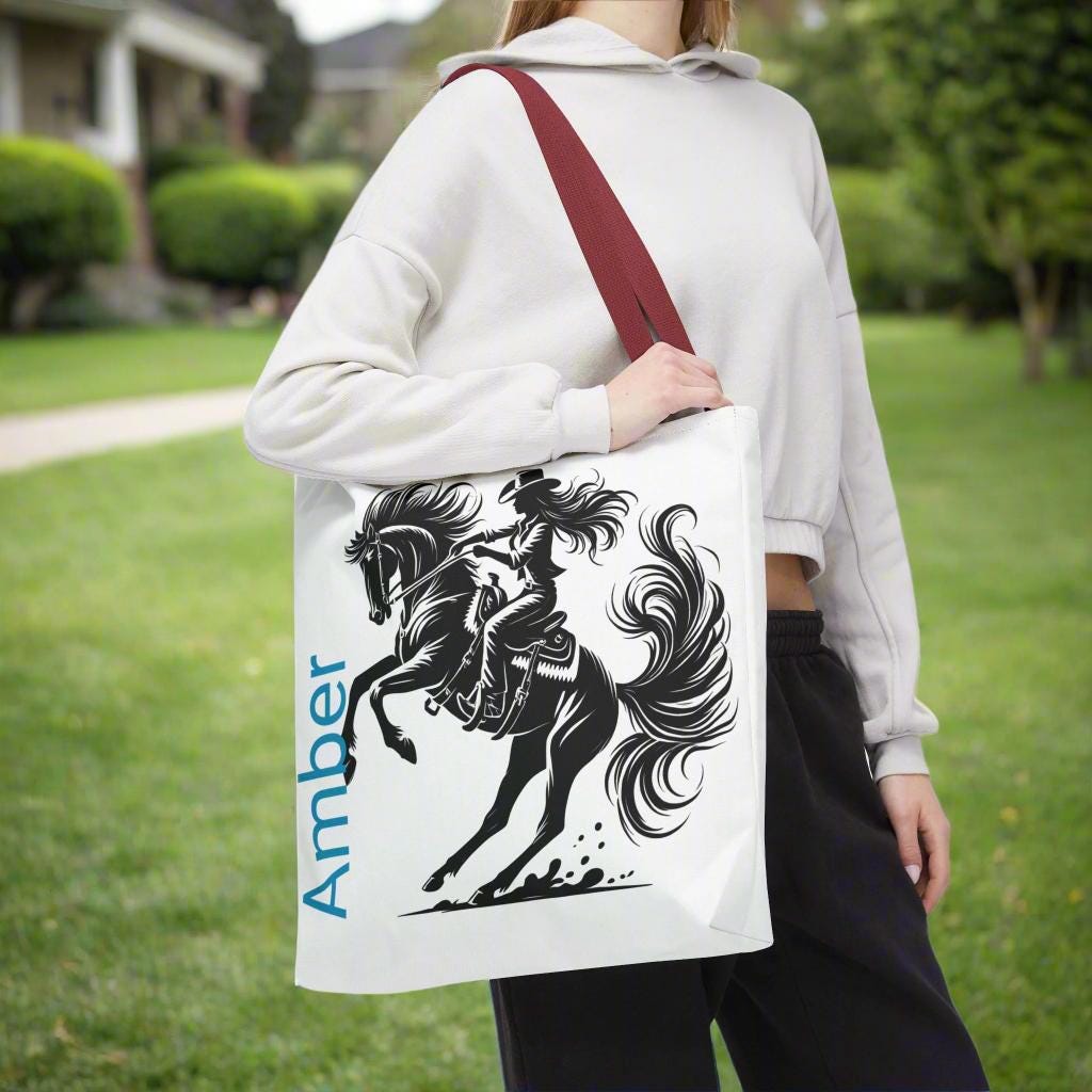 Wild Cowgirl Tote Bag, Personalized Horse-Riding Bag, Cowgirl Gift, Western Style, Durable Canvas Tote -Razels
