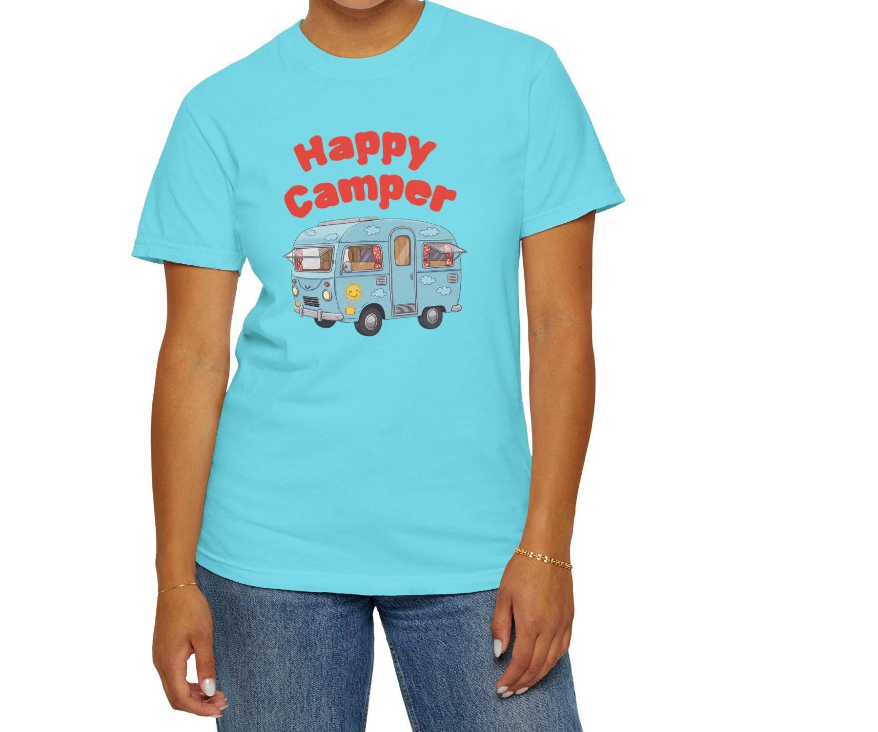 "Personalized Happy Camper T-Shirt
🌞 Bright, bold, and made for happy trails! 🌞
✓ Soft, garment-dyed cotton for that broken-in feel from day one
✓ Personalized with YOUR name – because you're the star of the campground!
✓ Unisex sizing from S to 4XL – comfy fits for all happy campers
✓ 9 fun, bright colors that scream vacation mode
✓ Double-needle stitching for extra durability (because camping gets wild)
✓ Seamless tubular knit for a smooth, clean look
